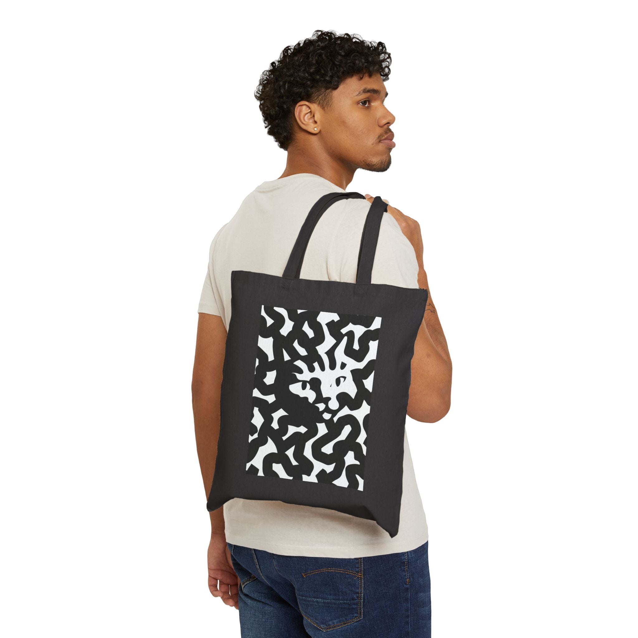 Canvas Tote Bag — Abstract Black Leopard Camouflage Print