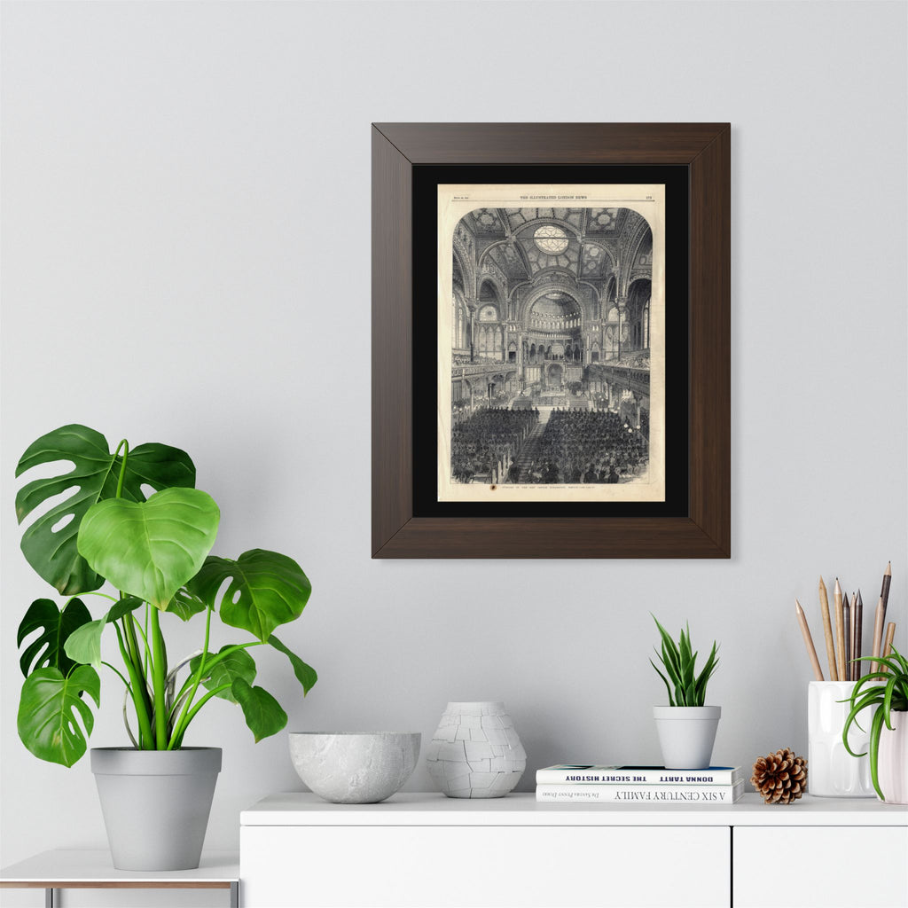 Opening of The New Jewish Synagogue, Berlin. Framed Poster - Vintage Church Interior Print (Antique Architectural Illustration)