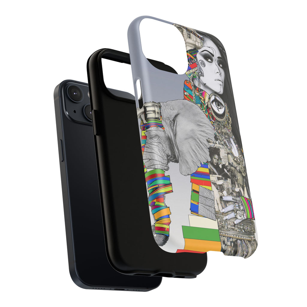 Artistic Elephant Collage Phone Case — Tough Magnetic Protective Cover