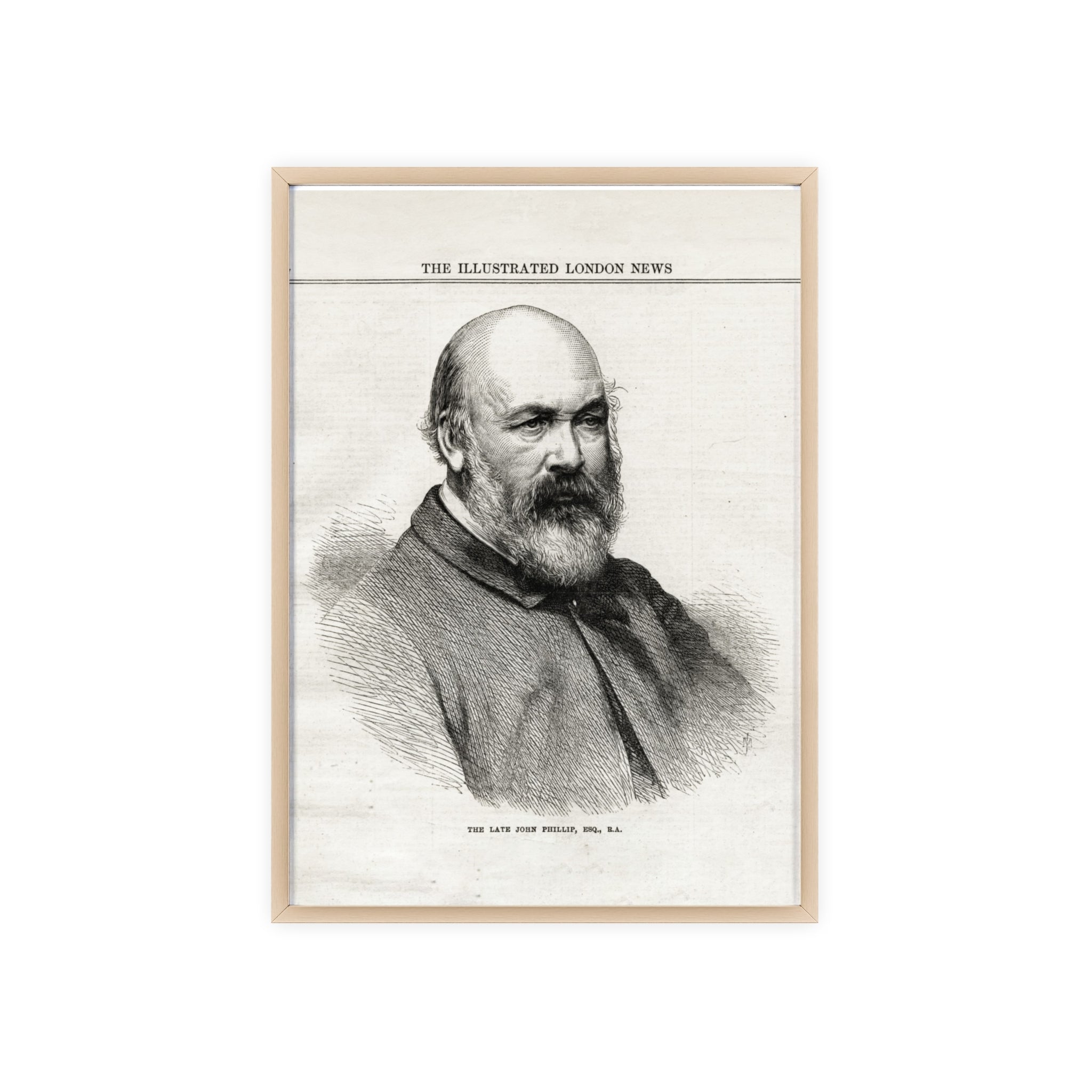 The Late John Phillip, Esq. Framed Vintage Portrait Print — Illustrated London News Gentleman Poster