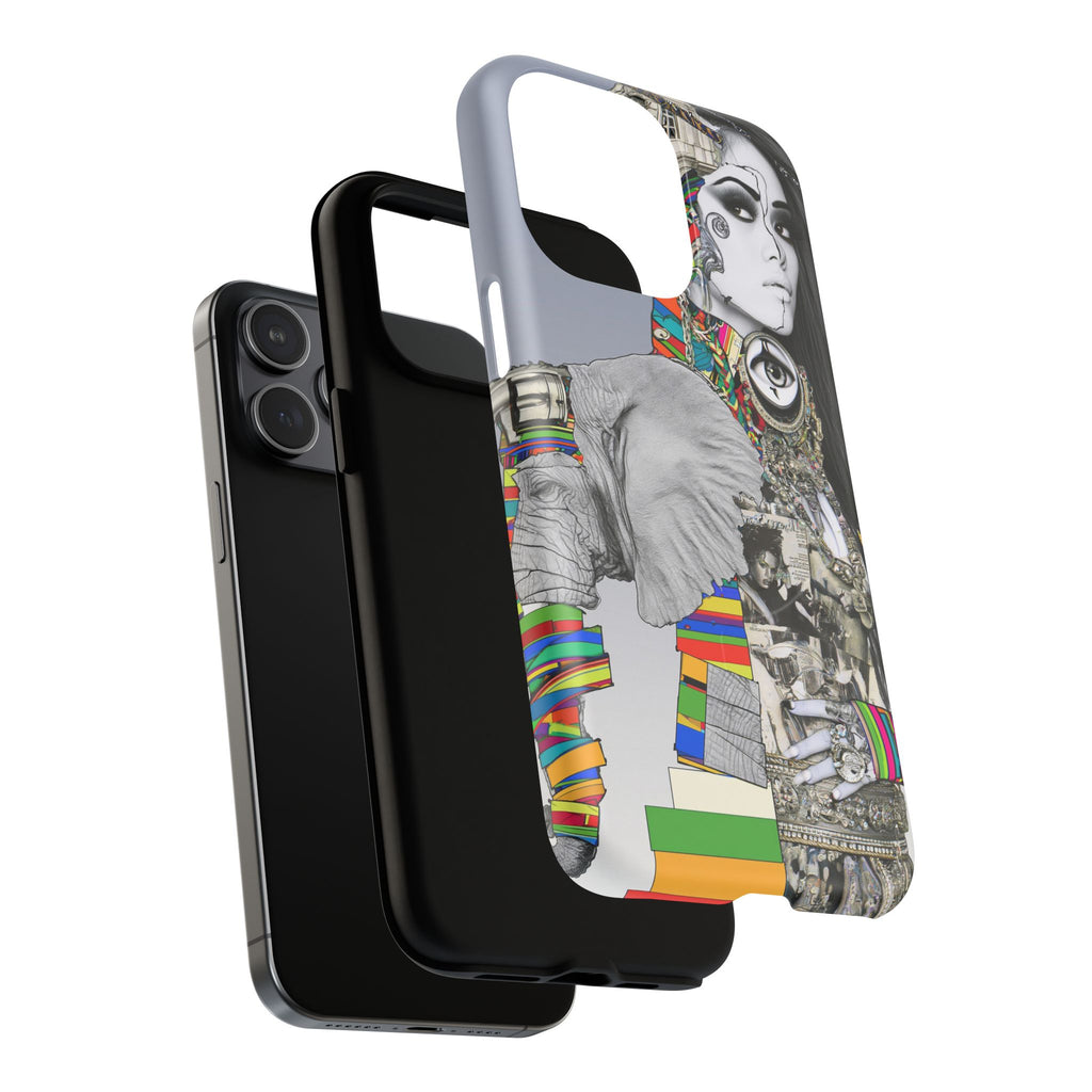 Artistic Elephant Collage Phone Case — Tough Magnetic Protective Cover