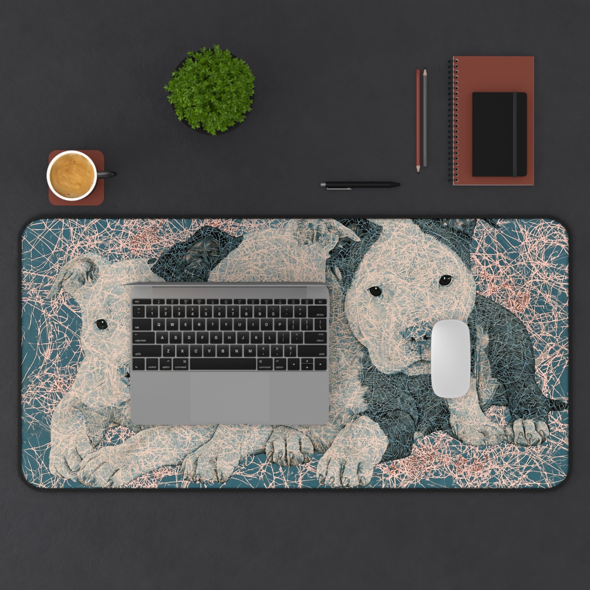 Pit Bull Puppy Desk Mat – Cute Trio Decorative Mousepad for Home Office