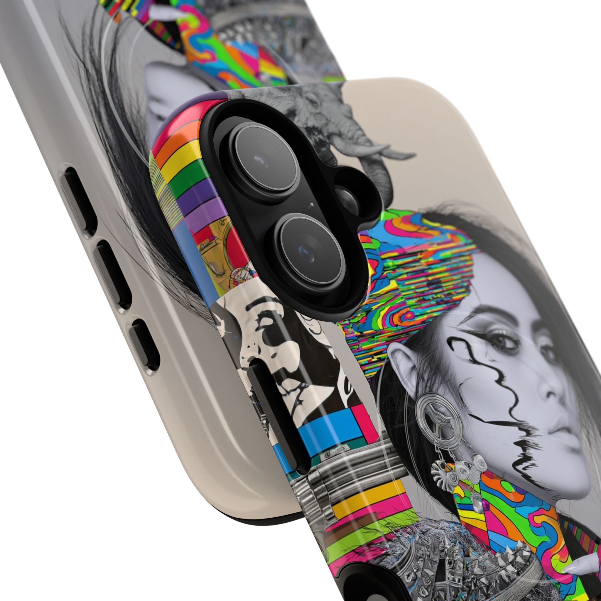Phone Case - Colorful Glitch Portrait Tough Magnetic Case