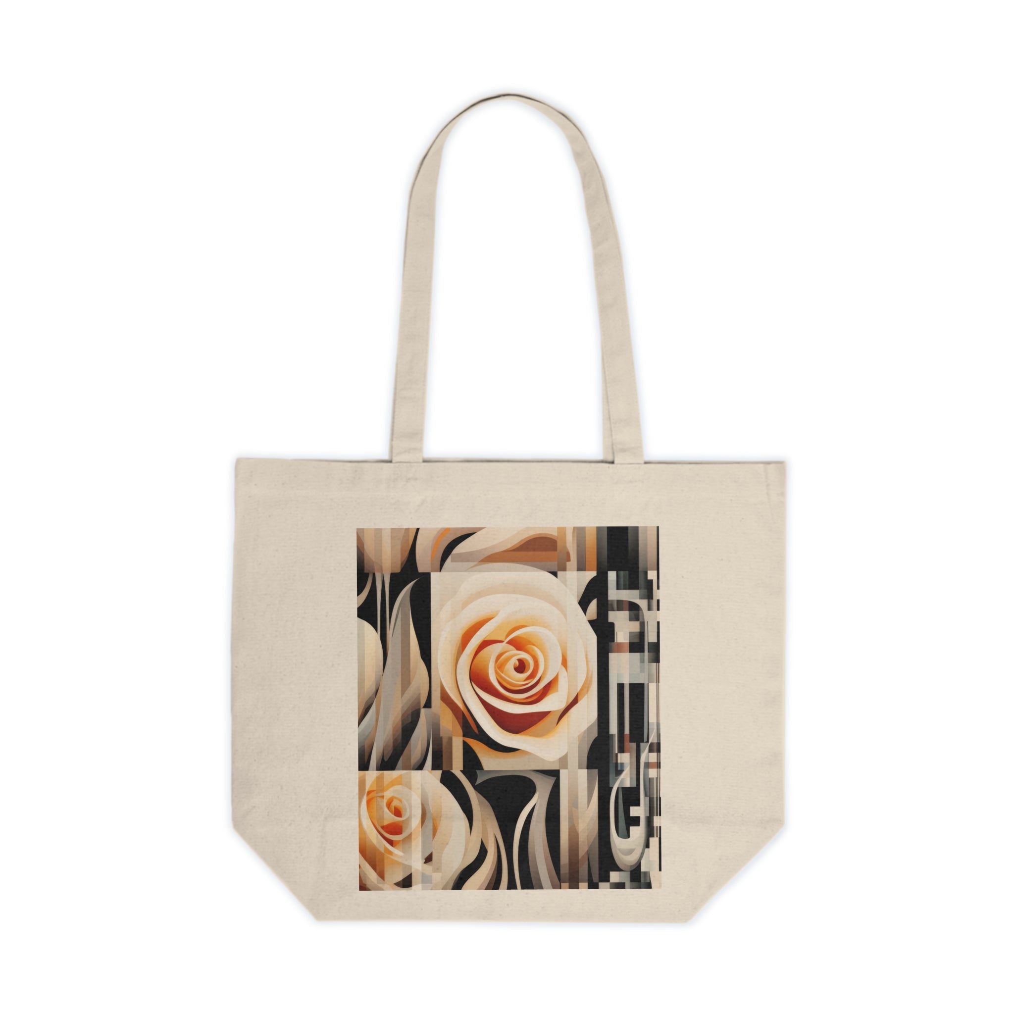 Floral Rose Geometric Canvas Tote