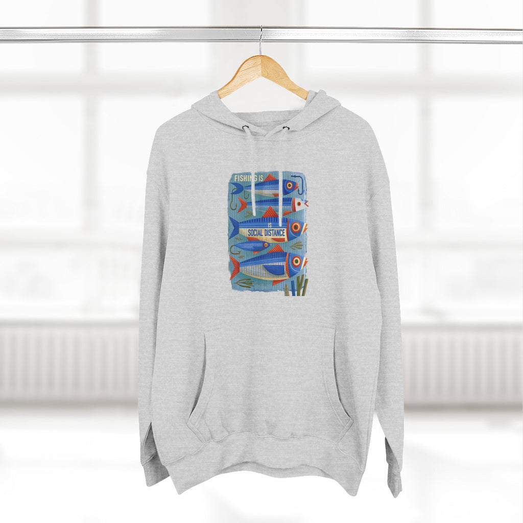 Retro Surfboard Graphic Hoodie — Three-Panel Fleece Pullover