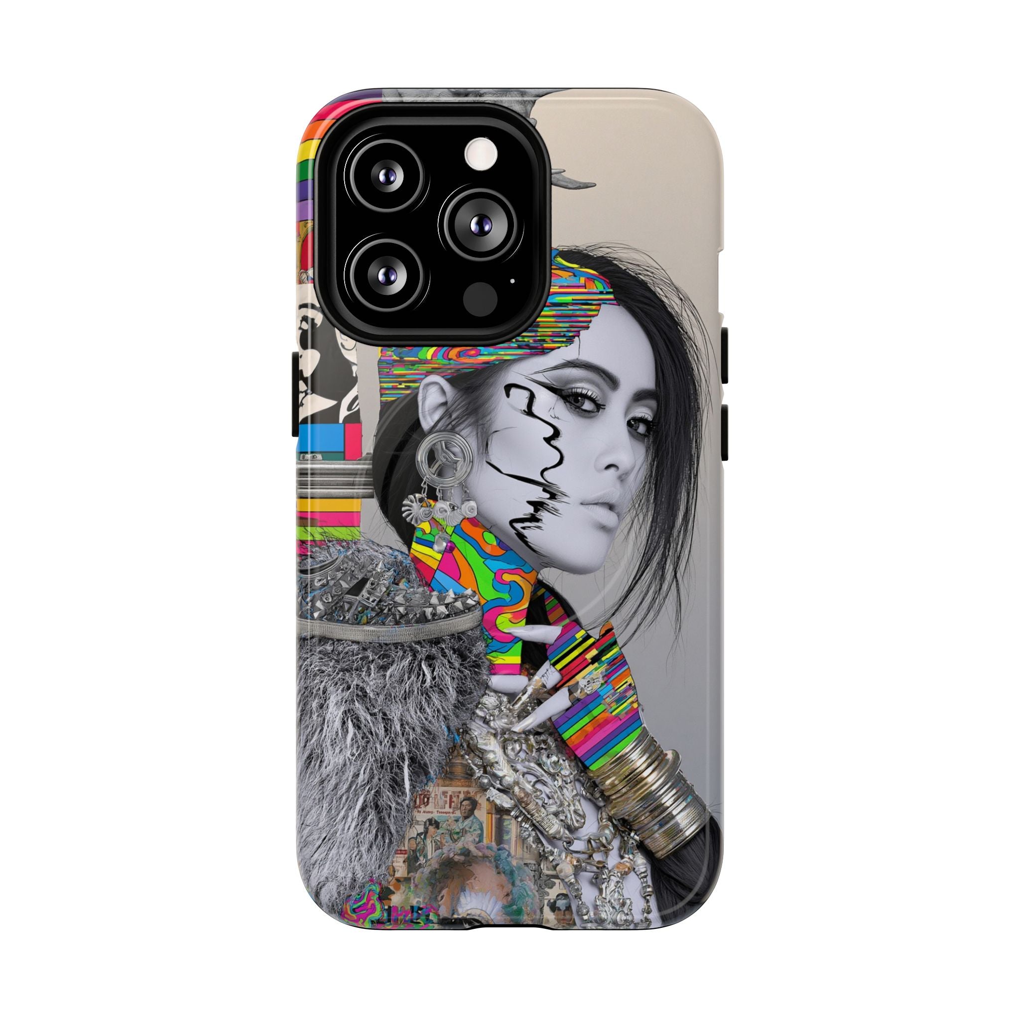 Phone Case - Colorful Glitch Portrait Tough Magnetic Case