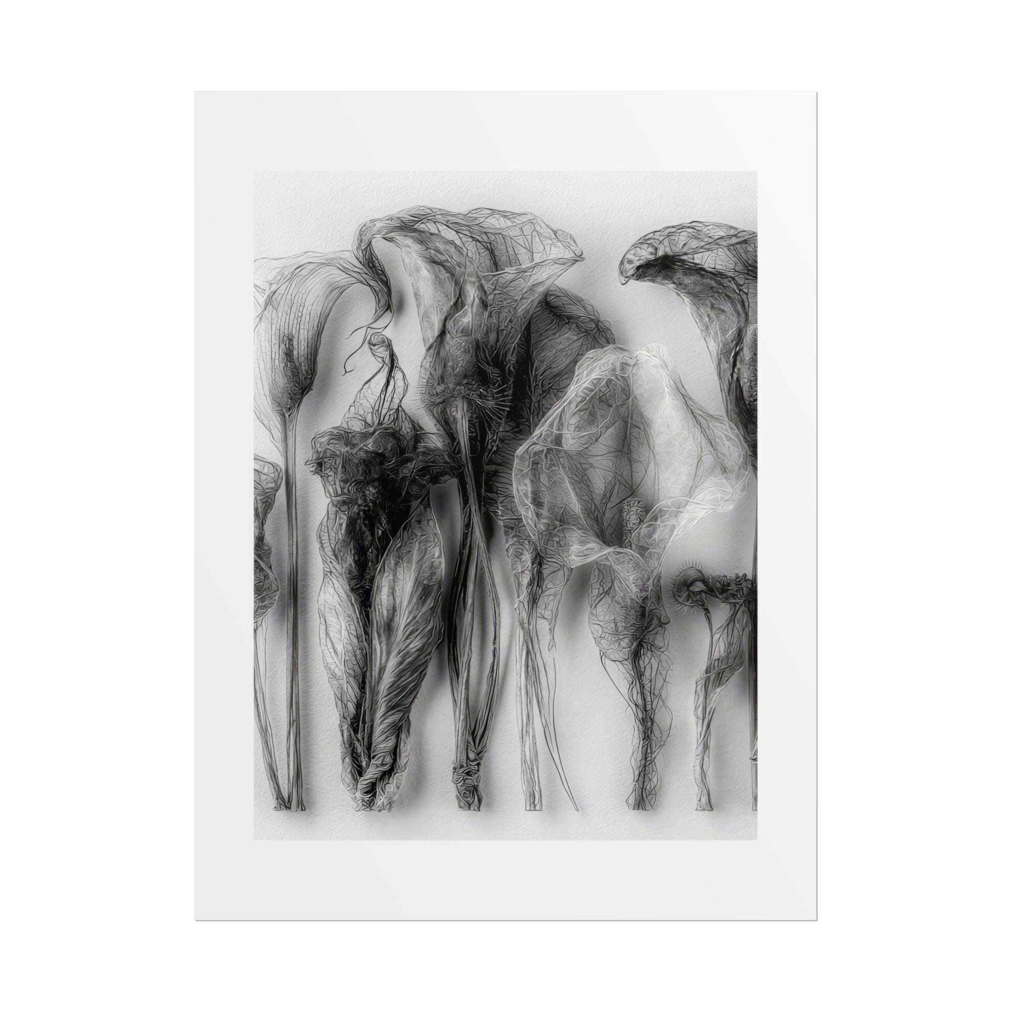 Abstract Smoke Floral Poster — Black & White Botanical Wall Art (Rolled Poster)