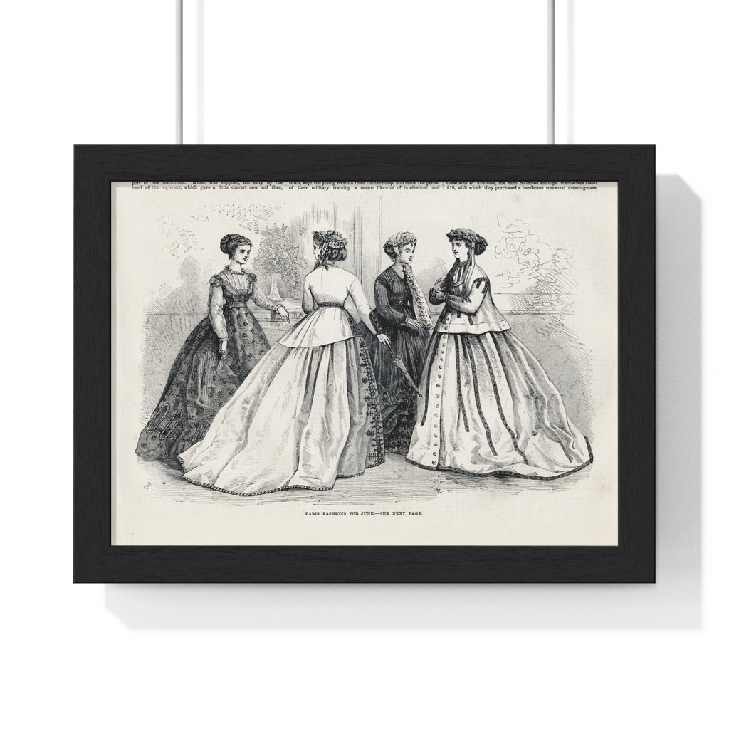 Vintage Fashion Print Framed Poster — Paris Fashion — 19th Century Ladies Illustration