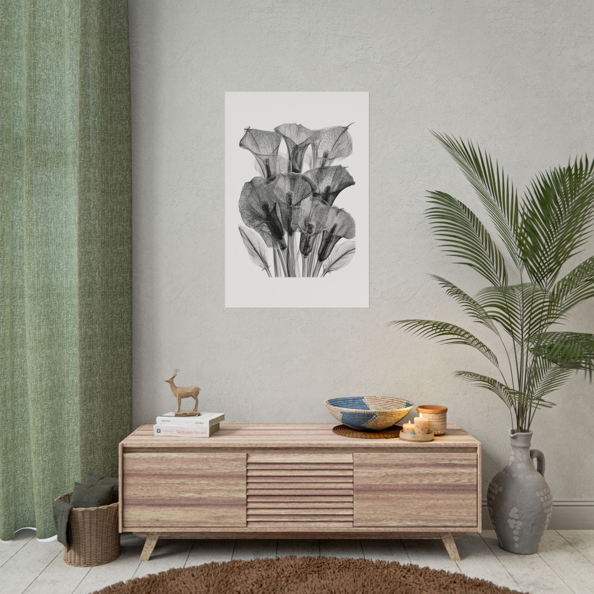 Rolled Poster - Black & White X-Ray Calla Lily Botanical Print