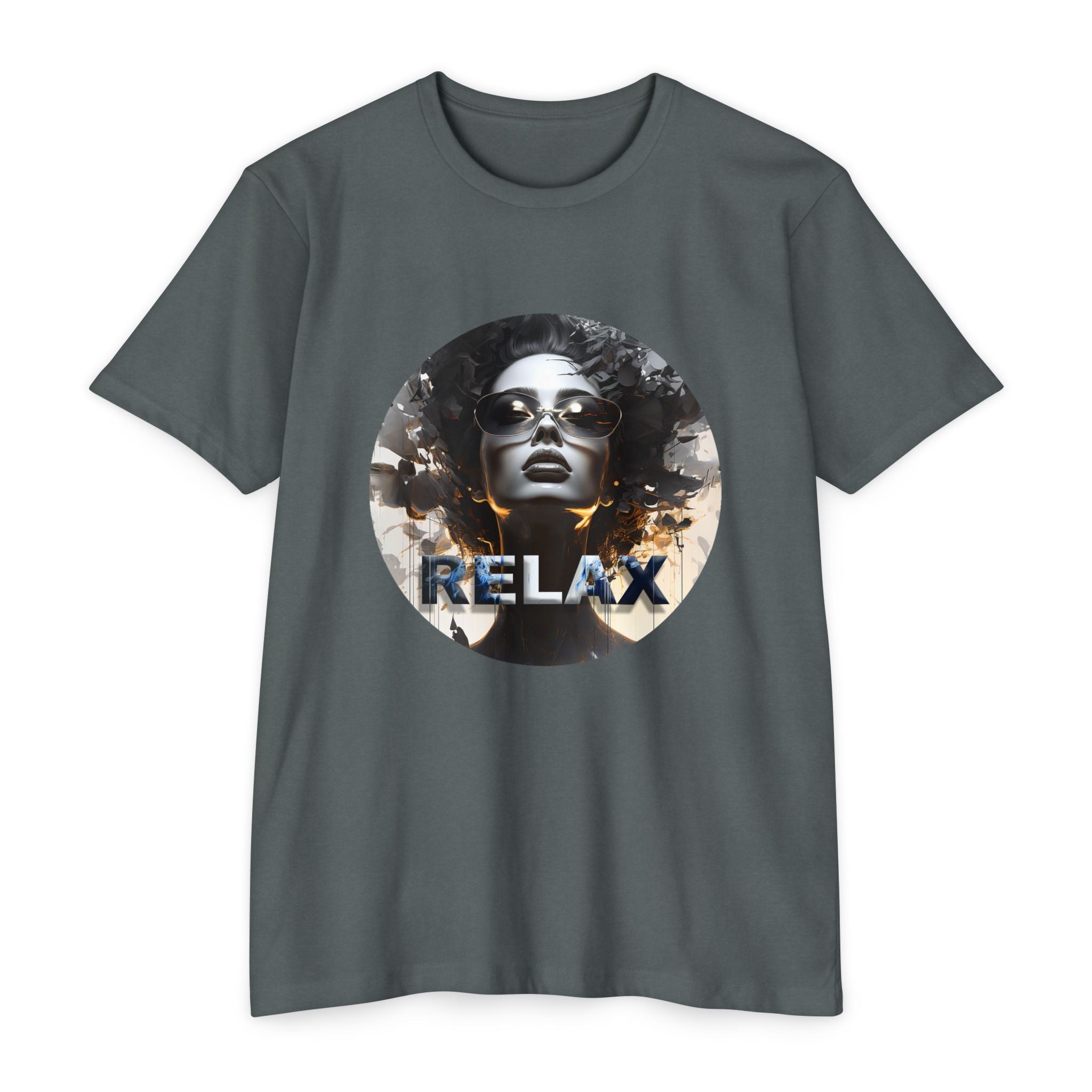 Relax Graphic T-Shirt — Vintage Portrait Tee with 'RELAX' Text