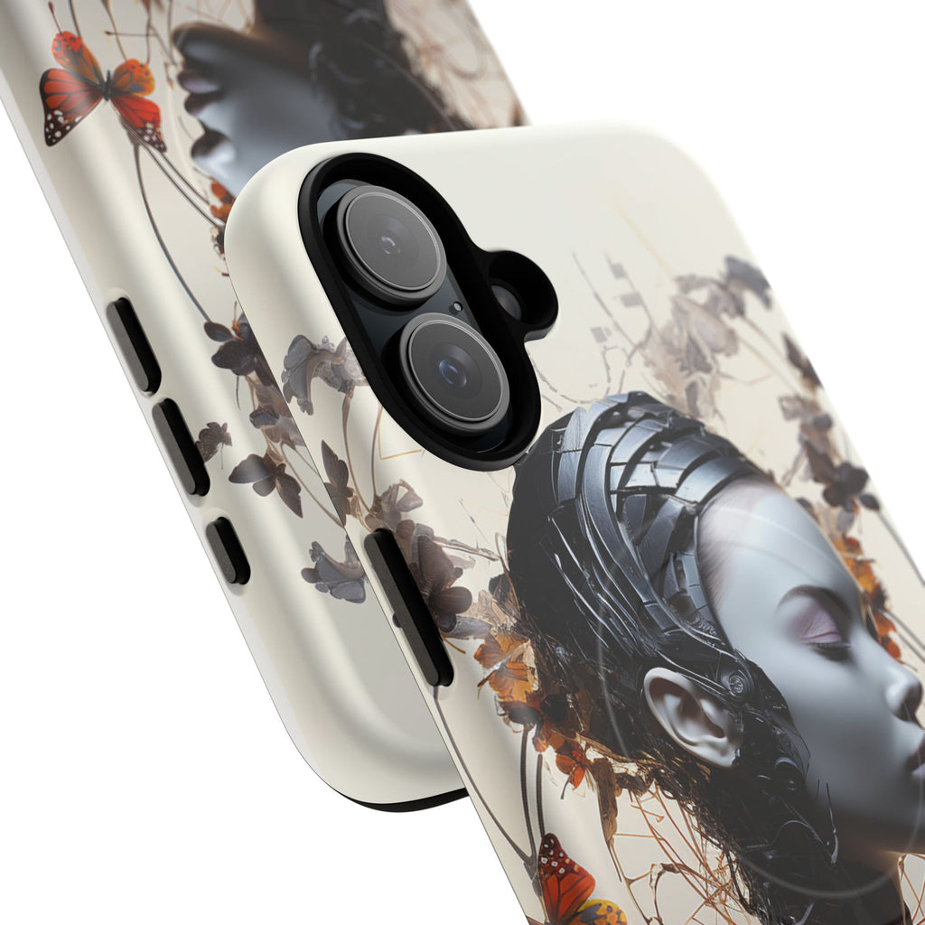 Art Nouveau Cyberpunk Phone Case — Surreal Floral Femme Tough Magnetic Case