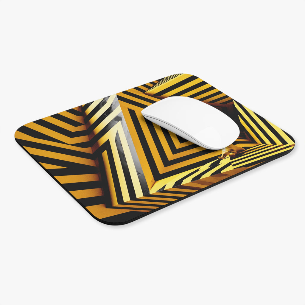 Geometric Yellow Black Stripe Mouse Pad