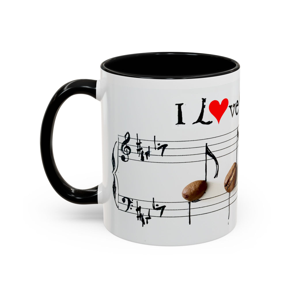 Coffee Lover Music Mug — "Love Coffee" Musical Notes Accent Mug (11/15 oz)