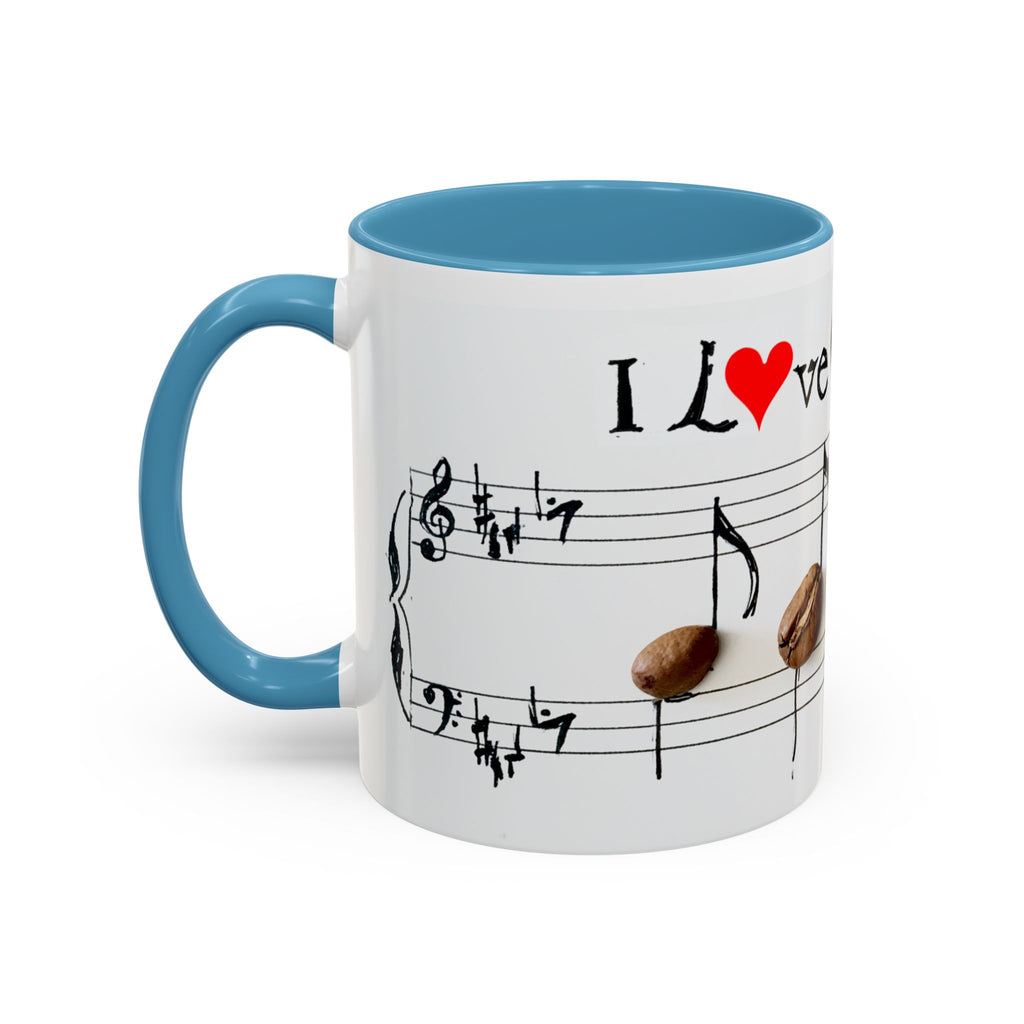 Coffee Lover Music Mug — "Love Coffee" Musical Notes Accent Mug (11/15 oz)