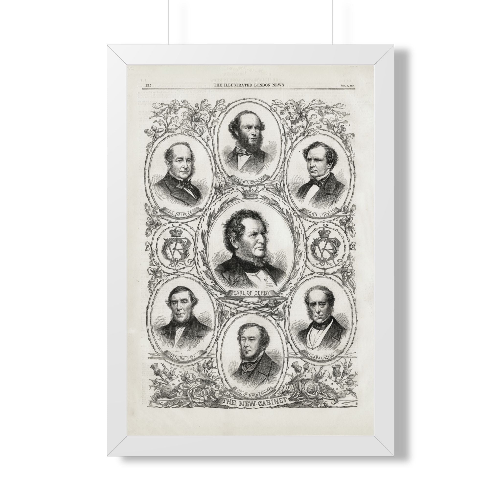 The New Cabinet - Framed Poster — Vintage Portrait Engraving Collection