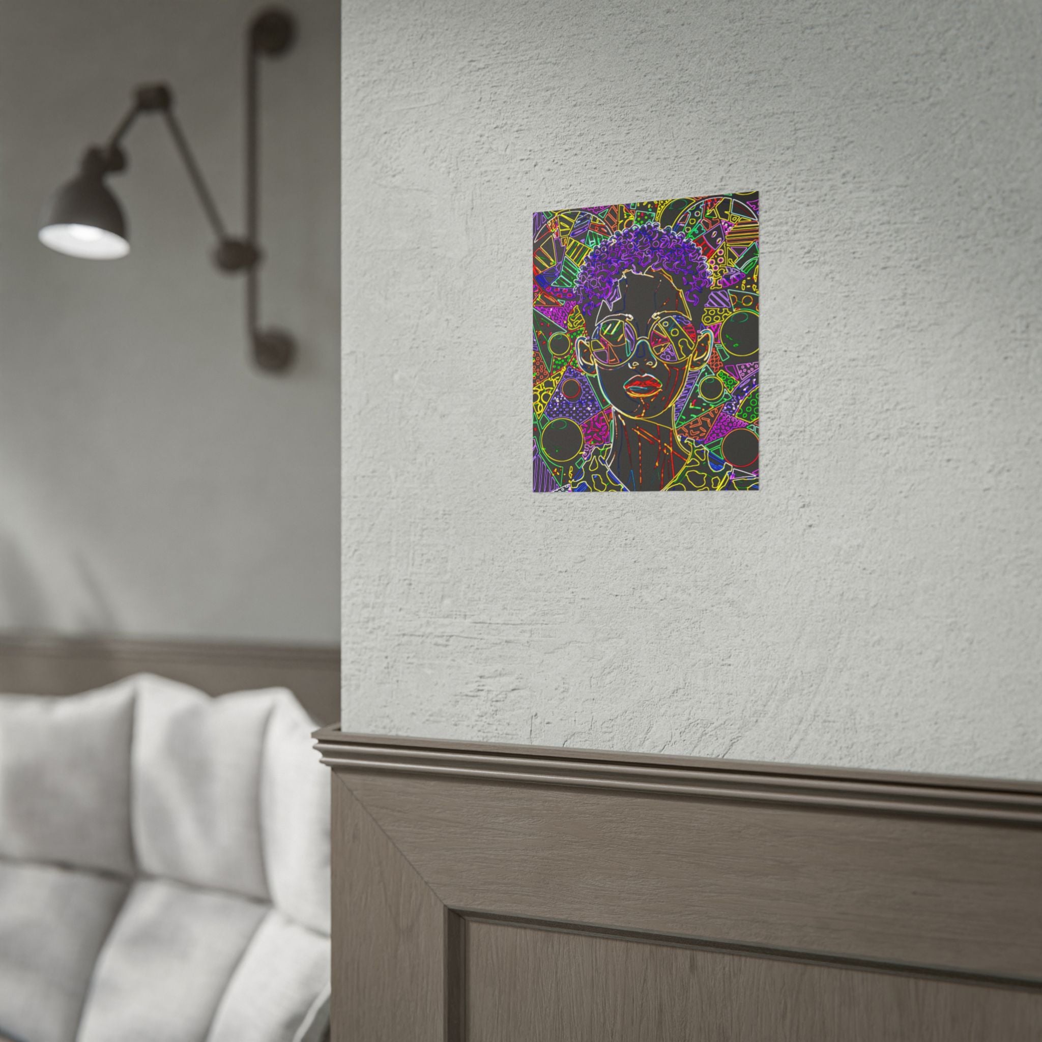 Afrofuturist Neon Portrait Poster