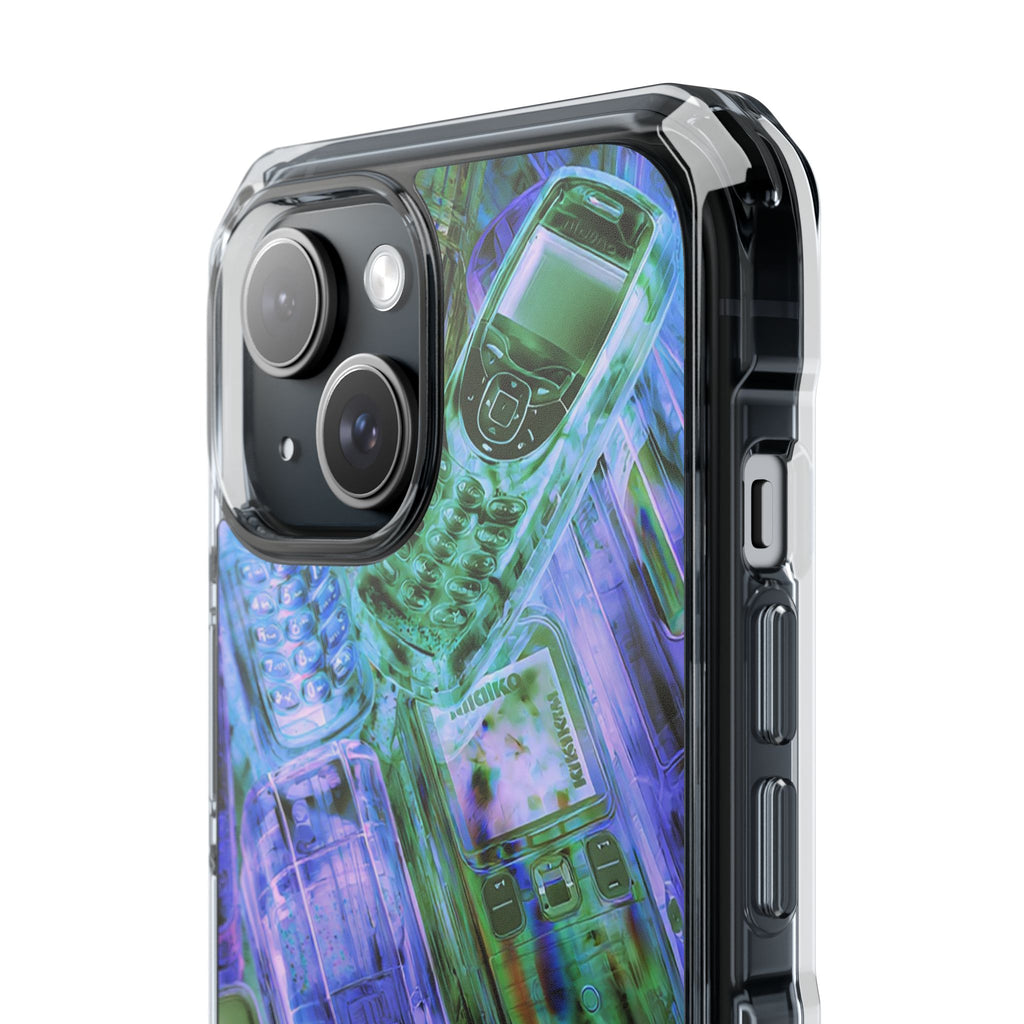 Clear Magnetic Phone Case — Retro Transparent Cellphone Pattern