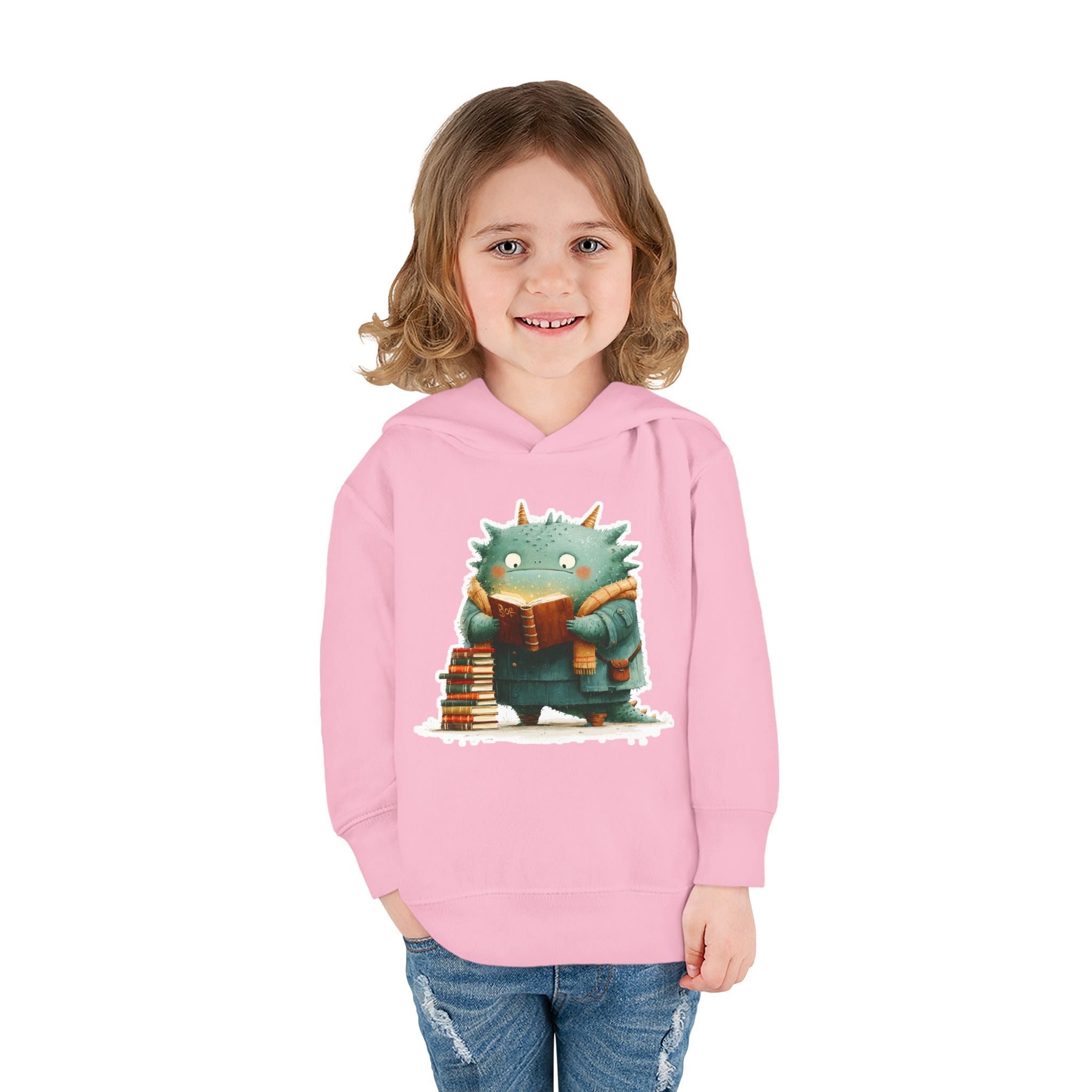 Toddler Hoodie — Cute Reading Monster Graphic Pullover