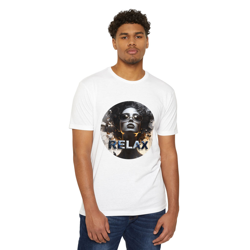Relax Graphic T-Shirt — Vintage Portrait Tee with 'RELAX' Text