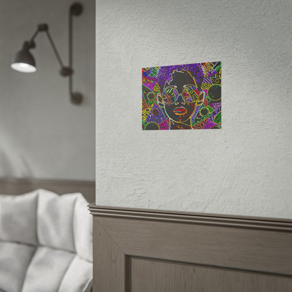 Afrofuturist Neon Portrait Poster