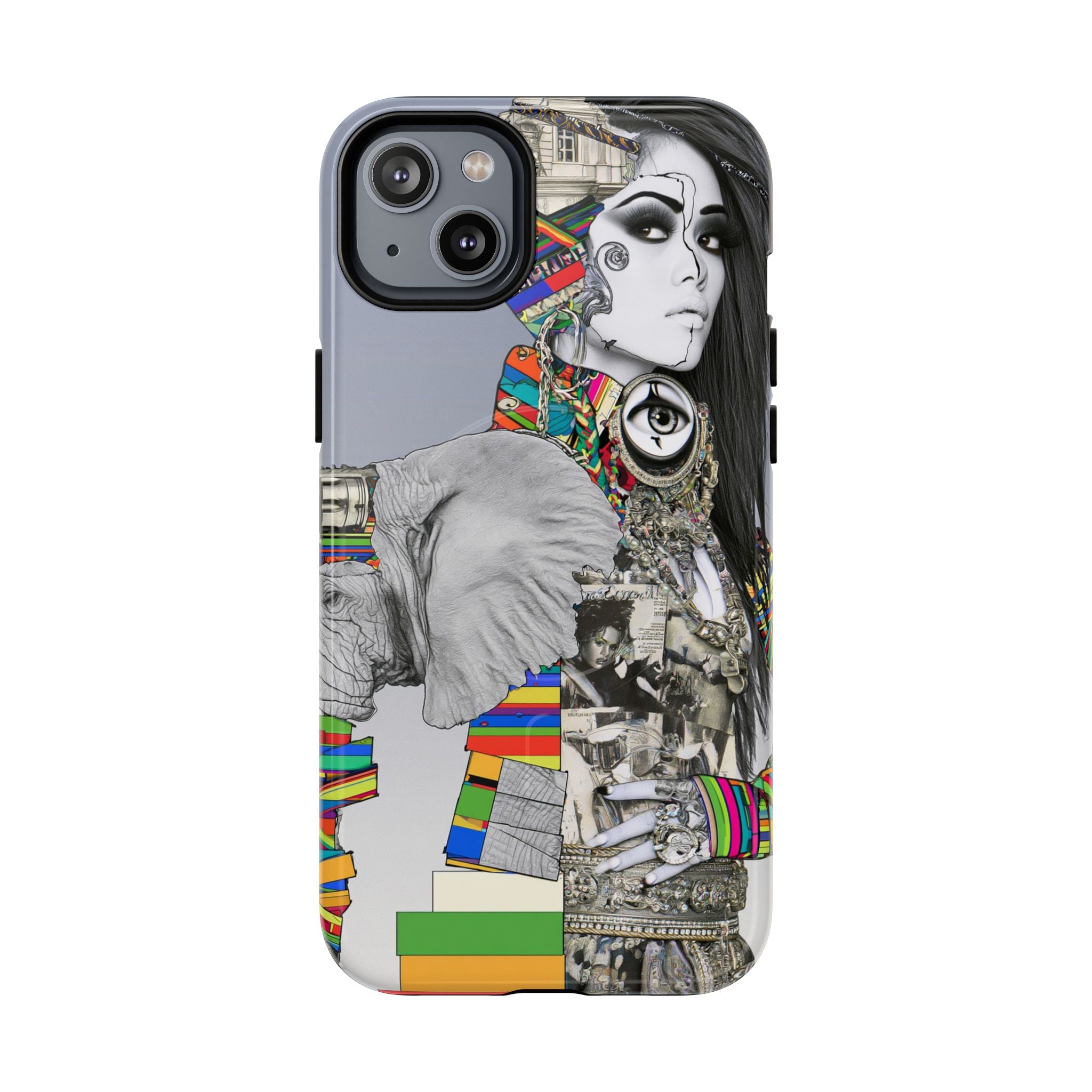 Artistic Elephant Collage Phone Case — Tough Magnetic Protective Cover