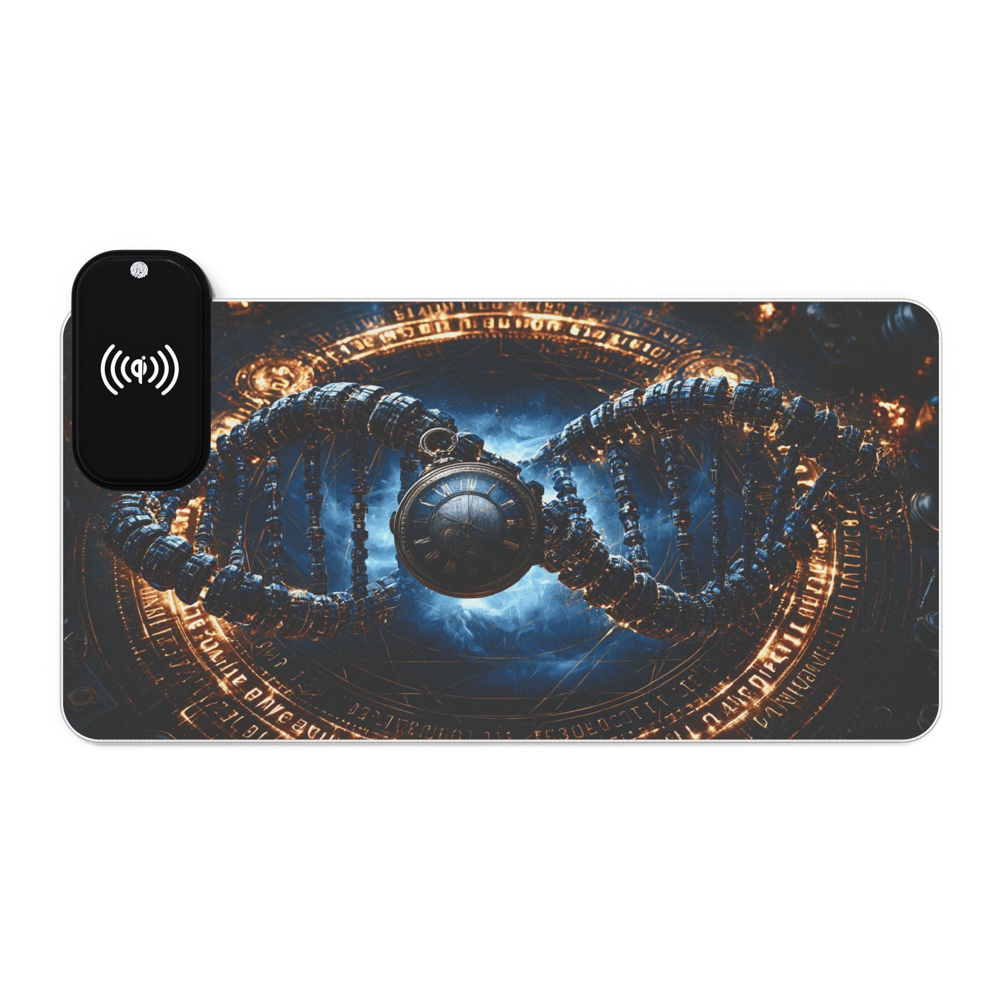 LED Wireless Charging Gaming Mouse Pad — DNA Sci‑Fi RGB Desk Mat