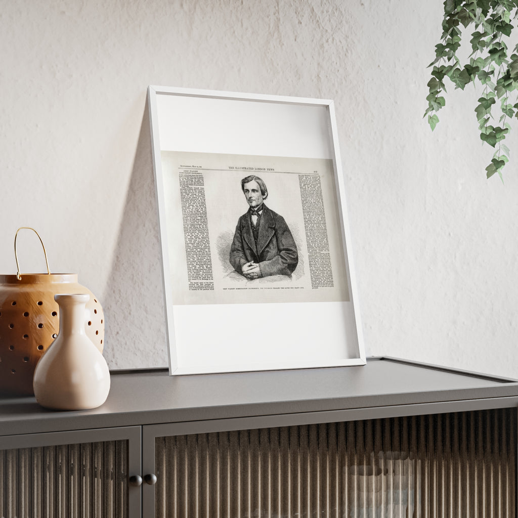 OSSIP IVANOFF, the peasant who saved the CZAR's Life. Vintage Illustrated Portrait Poster with Wooden Frame — Antique Newspaper Art Print