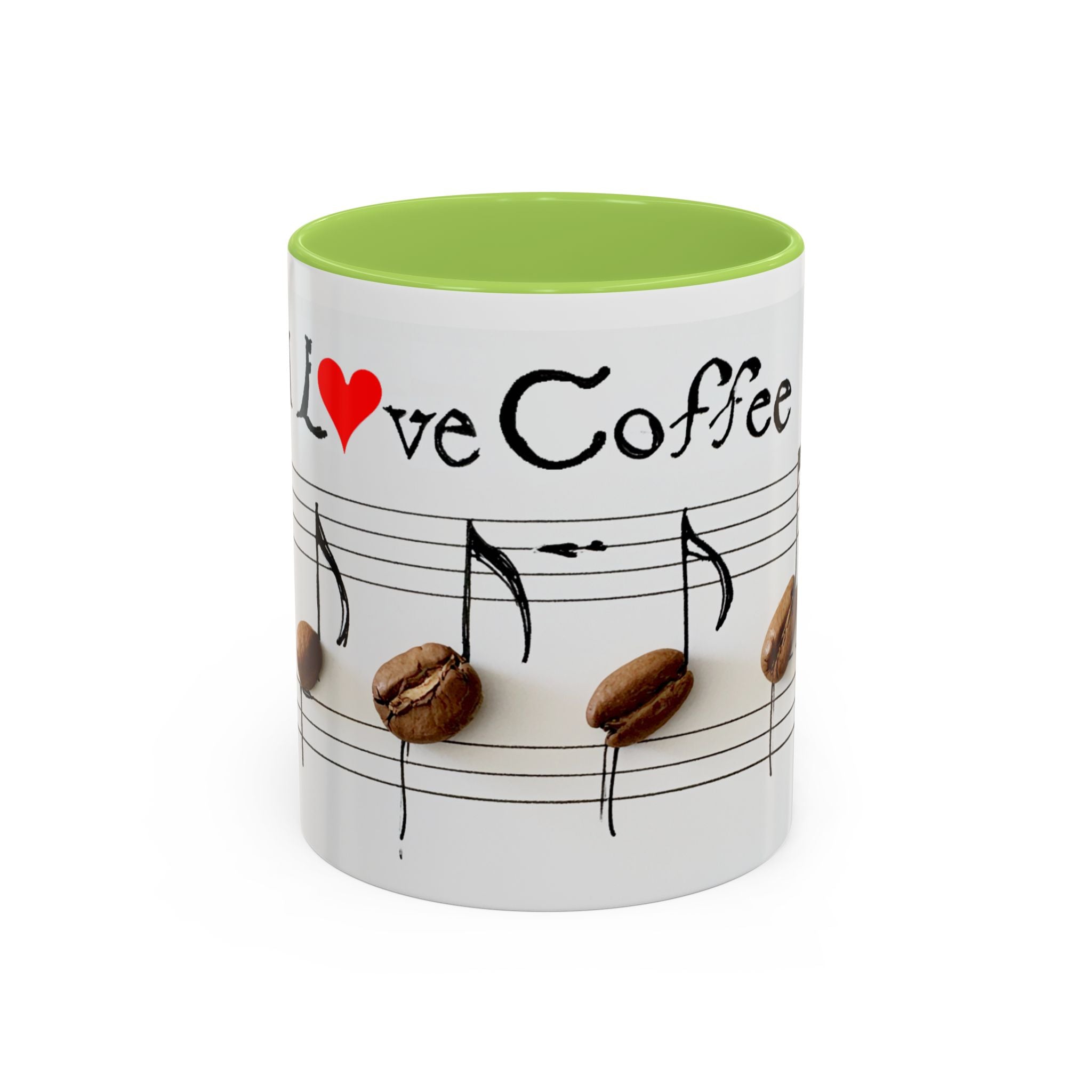 Coffee Lover Music Mug — "Love Coffee" Musical Notes Accent Mug (11/15 oz)