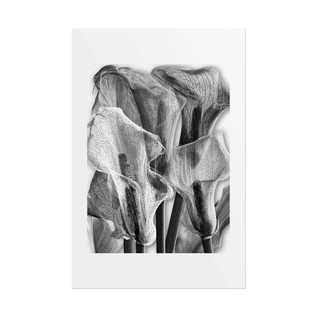 Black & White Calla Lily Poster — Minimal Floral Wall Art, Rolled Art Print for Living Room & Bedroom