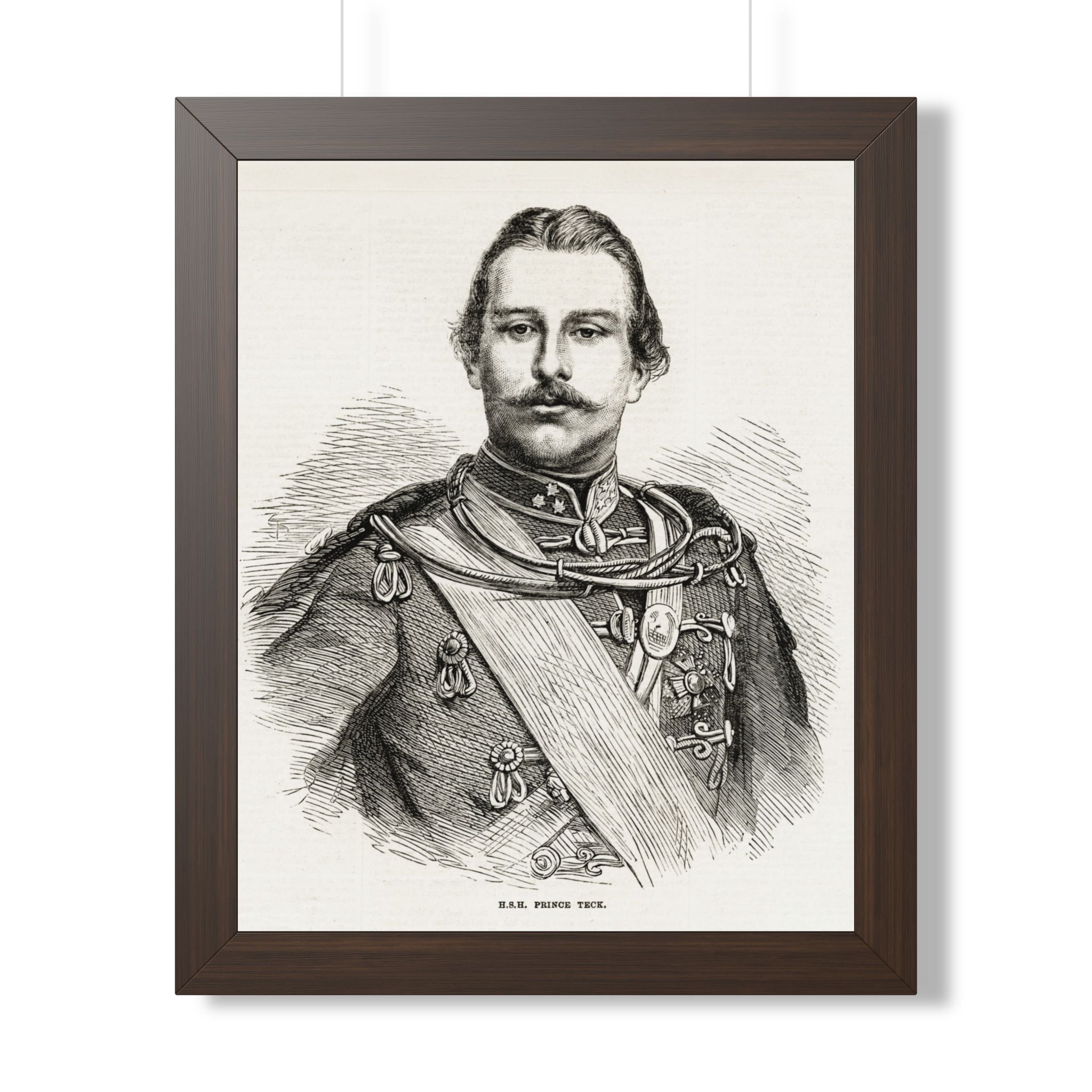 Framed Poster — Vintage 19th-Century Military Portrait Print