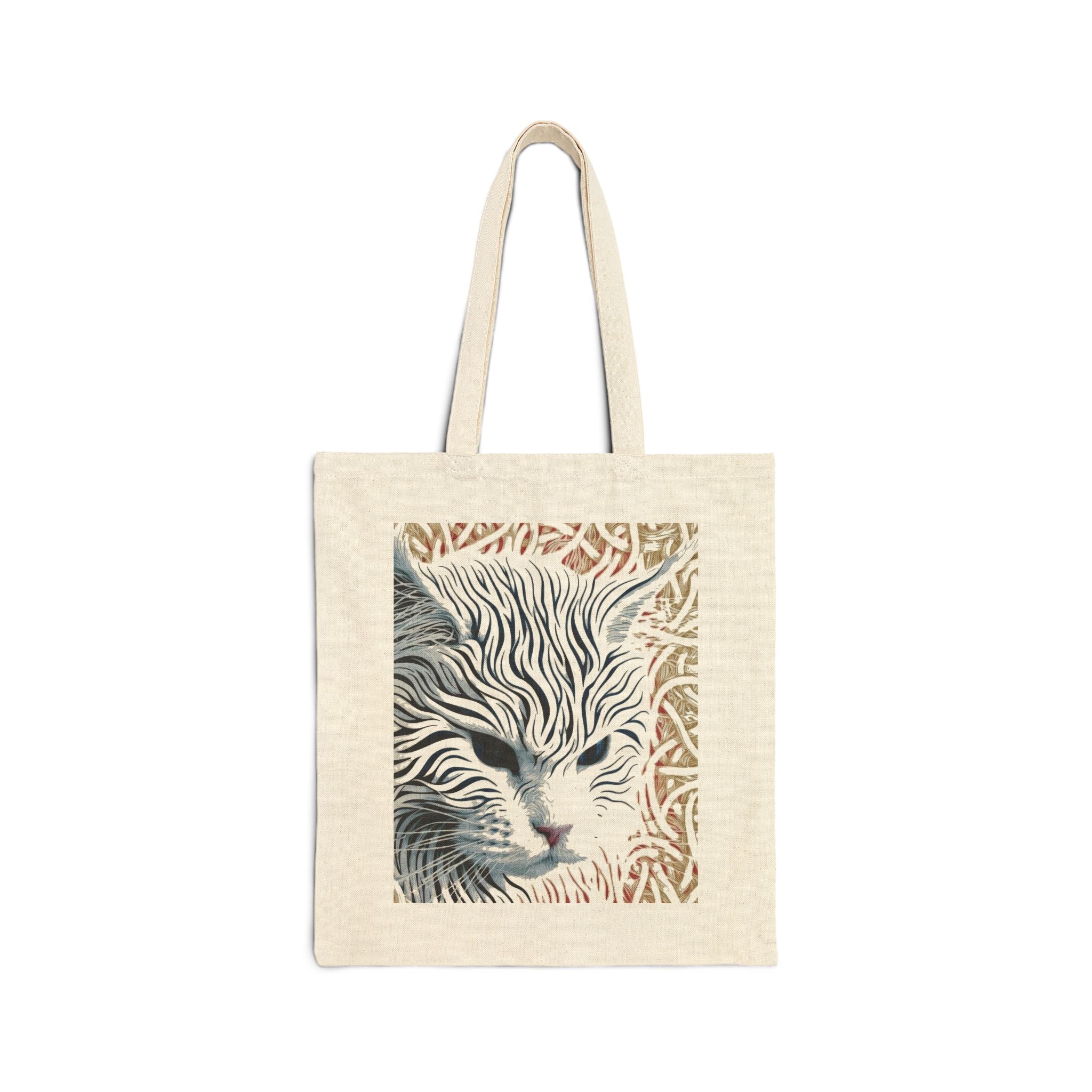 Cat Portrait Canvas Tote — Artistic Sleeping Cat Eco Shopper