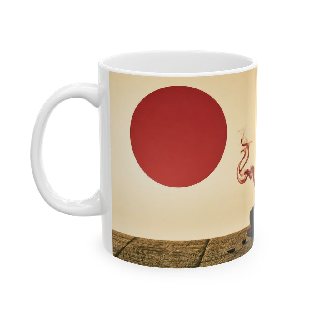 Zen Coffee Mug — Bonsai Tree & Rising Steam Ceramic Cup (11oz, 15oz)