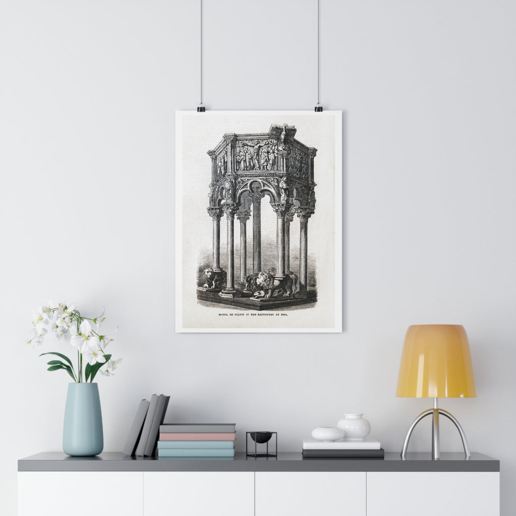 Antique Baptistery Illustration Poster — Vintage Architectural Print