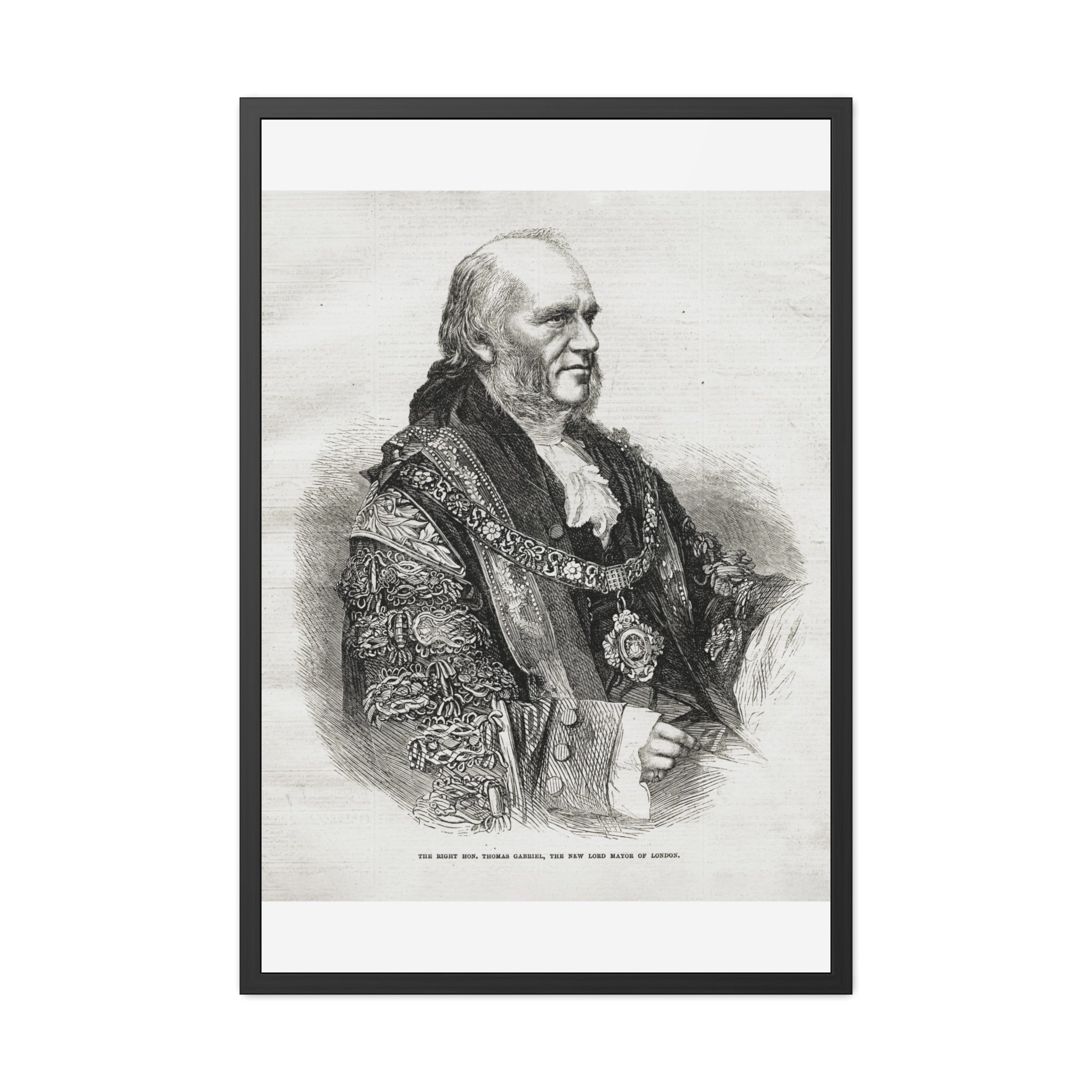 Framed Poster - Vintage Engraved Portrait Print (Antique Historical Decor)