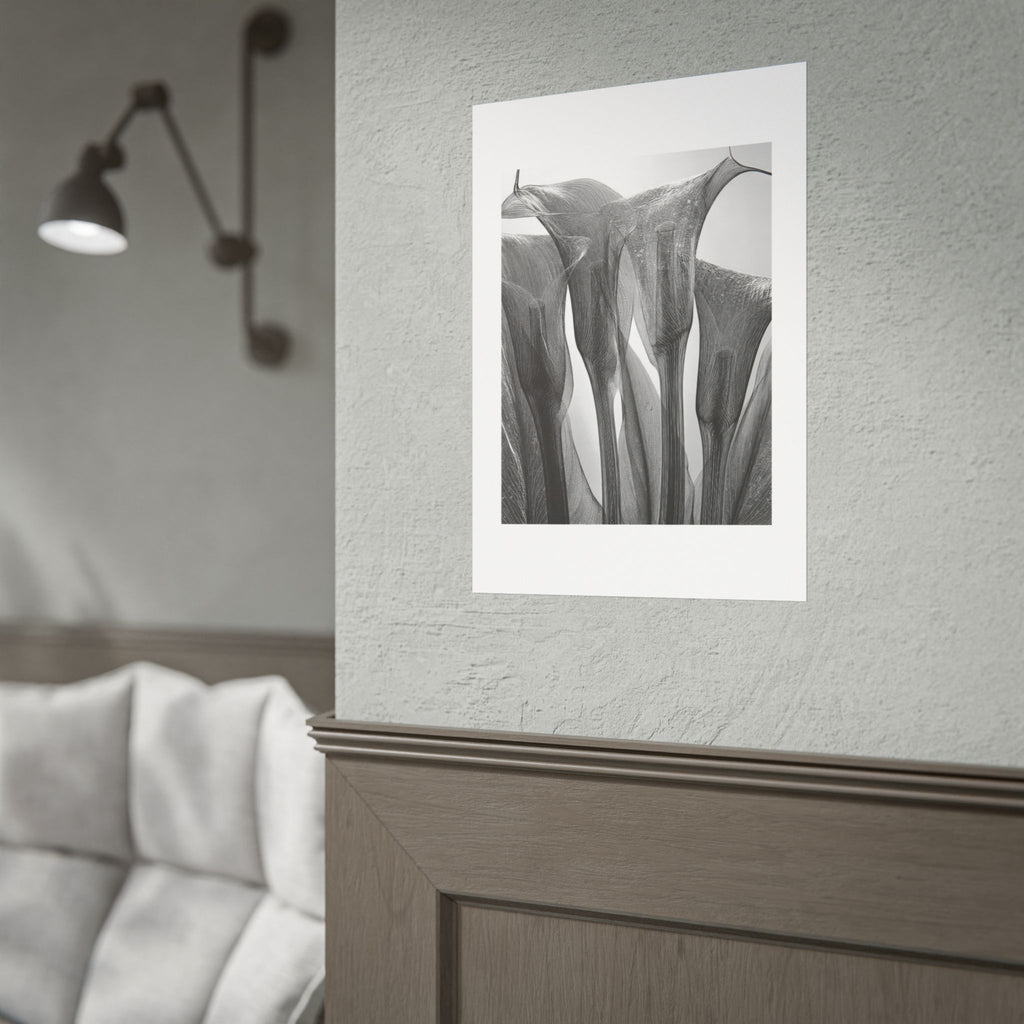 Abstract Botanical Poster — Black & White Calla Lily Photography (Rolled Poster)