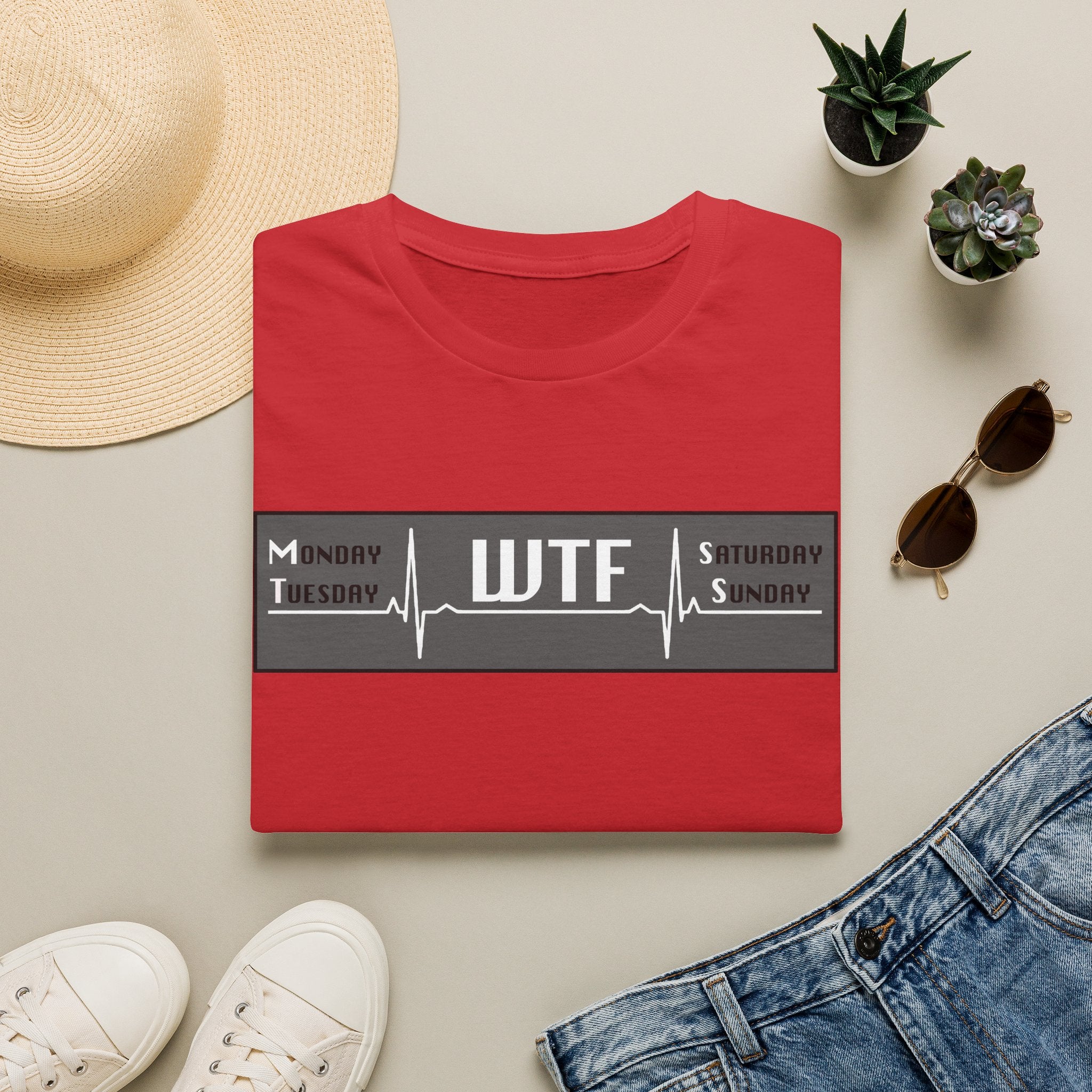 T-Shirt — WTF Weekday Pulse Graphic Tee (Monday–Sunday)