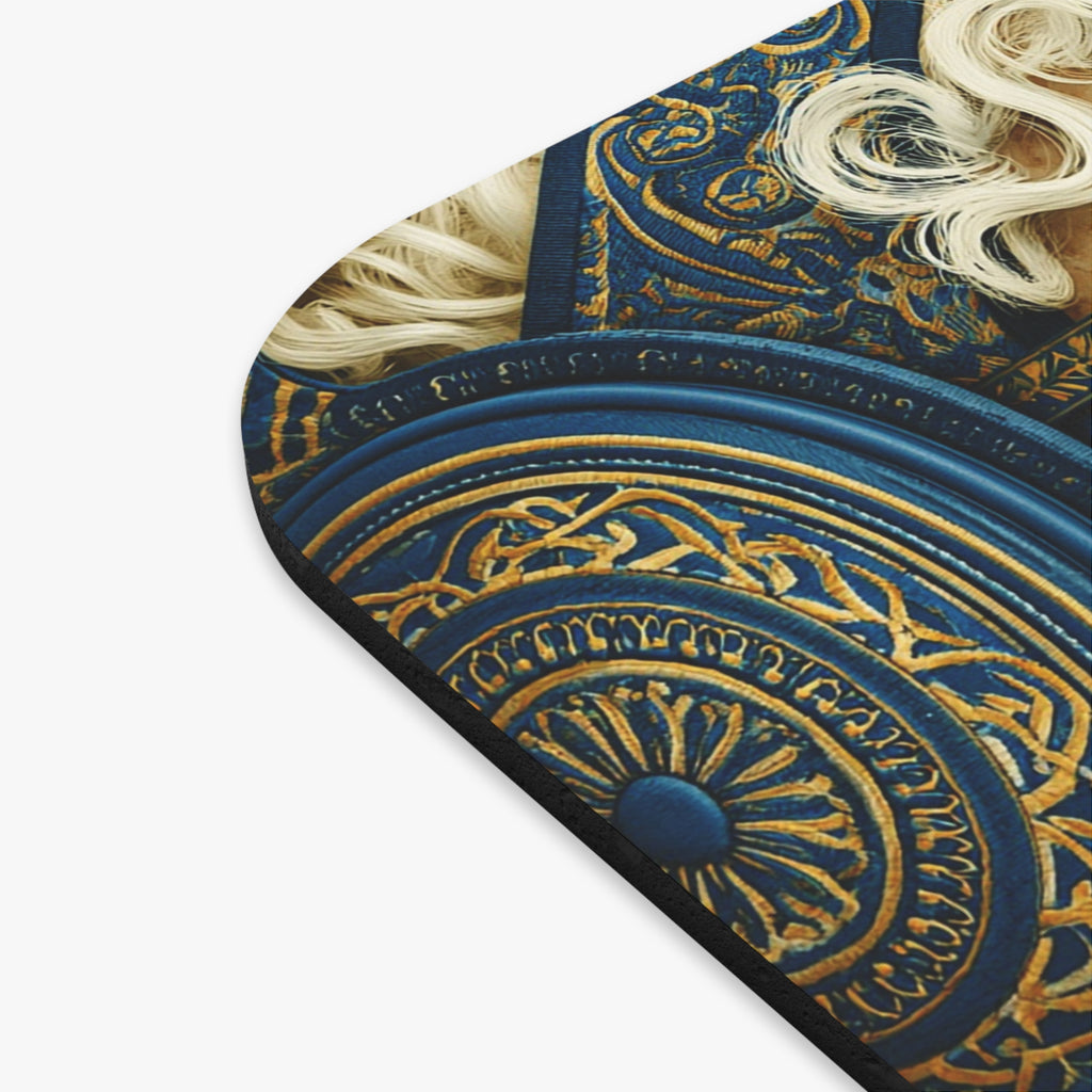 Artistic Blue Cat & Woman Mouse Pad — Decorative Desk Mat