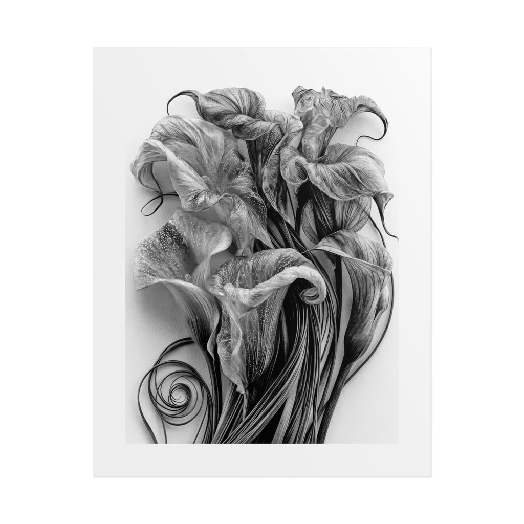 Rolled Poster — Black & White Floral Botanical Art Print