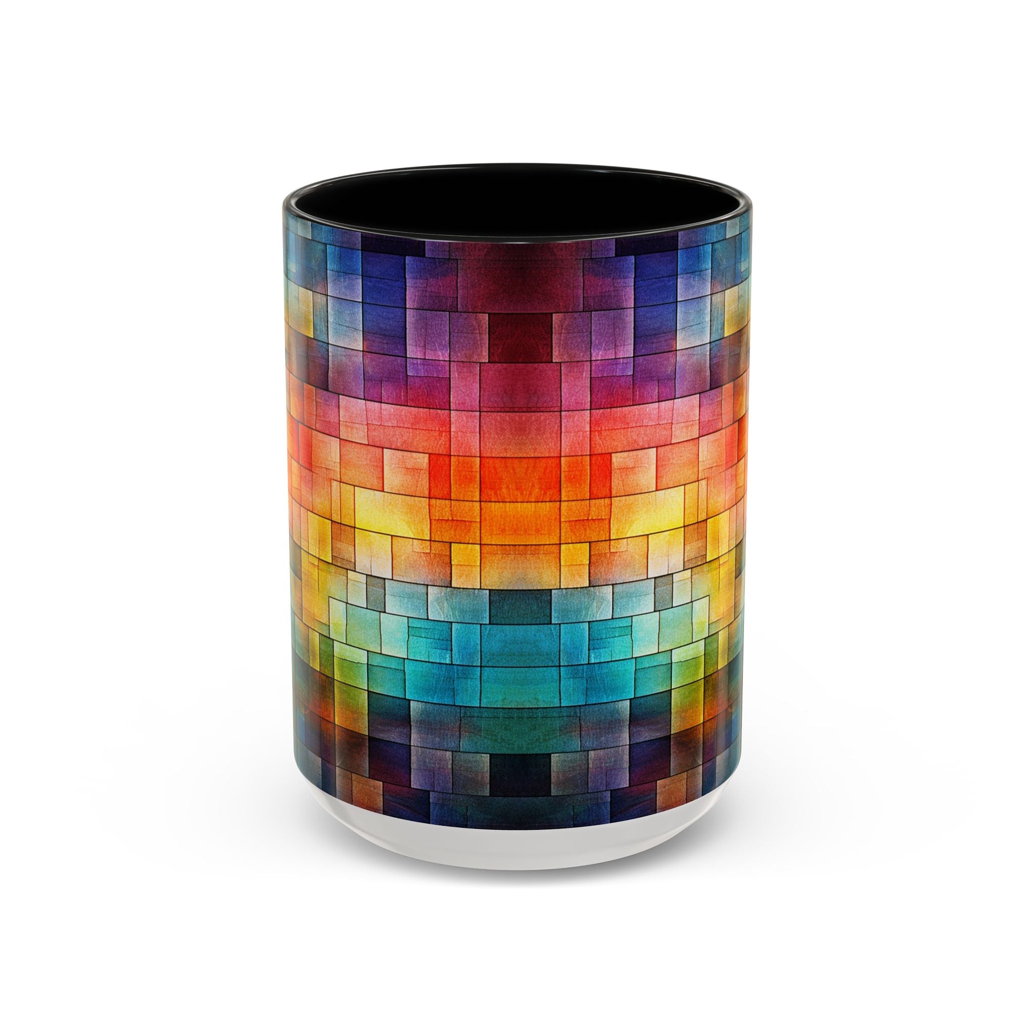 Colorful Mosaic Accent Coffee Mug - Vibrant Geometric Pattern (11/15 oz)
