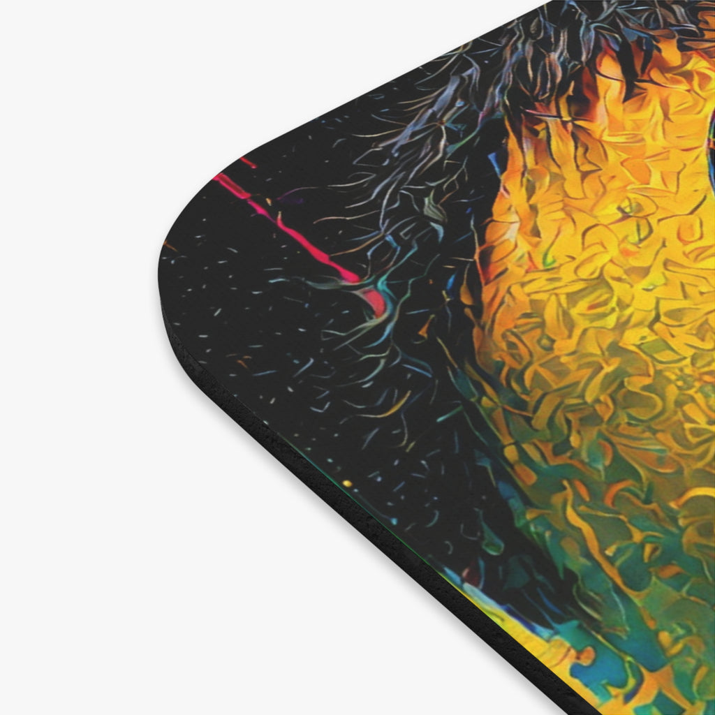 Surreal Smiling Moon Mouse Pad — Colorful Retro Pop Art Desk Mat