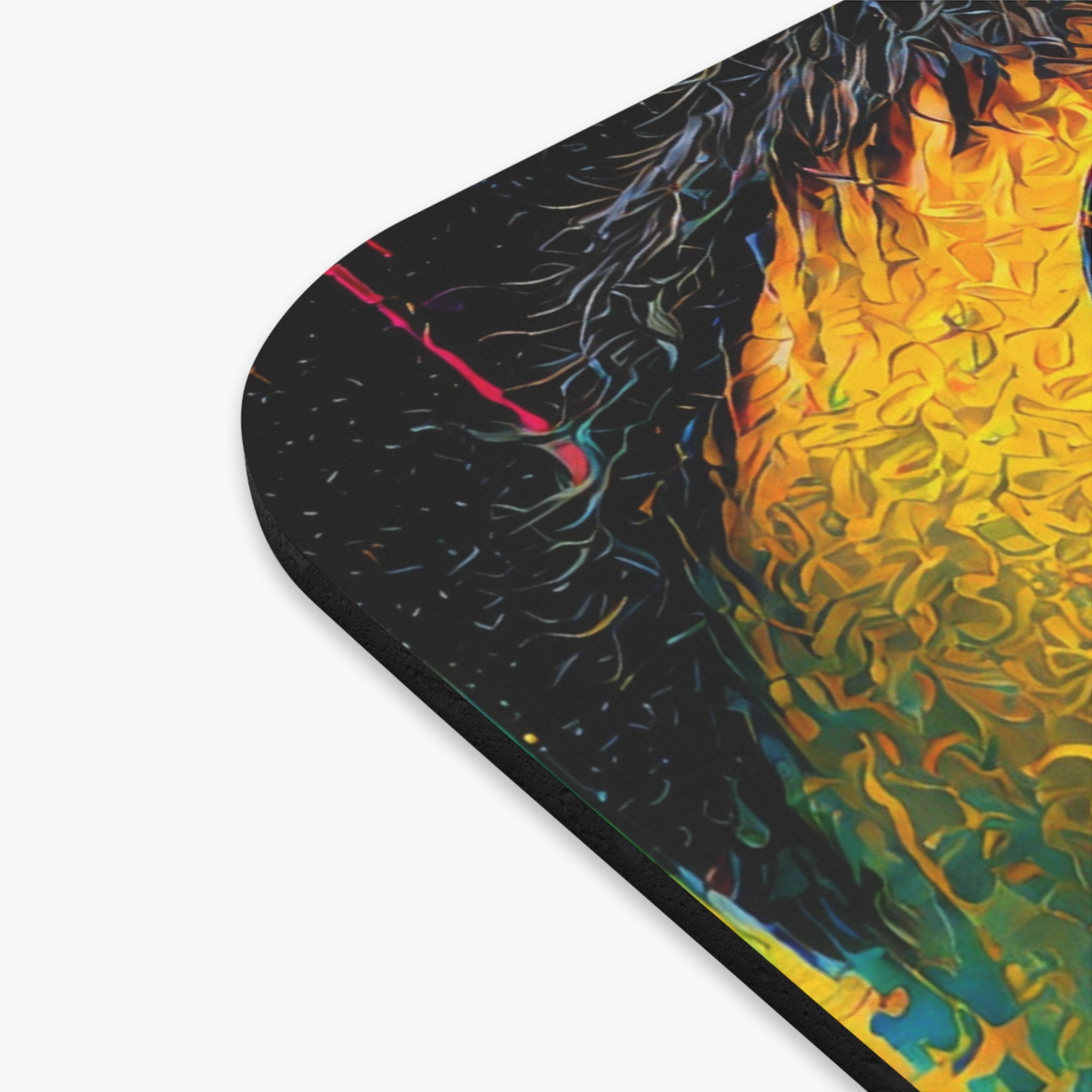 Surreal Smiling Moon Mouse Pad — Colorful Retro Pop Art Desk Mat