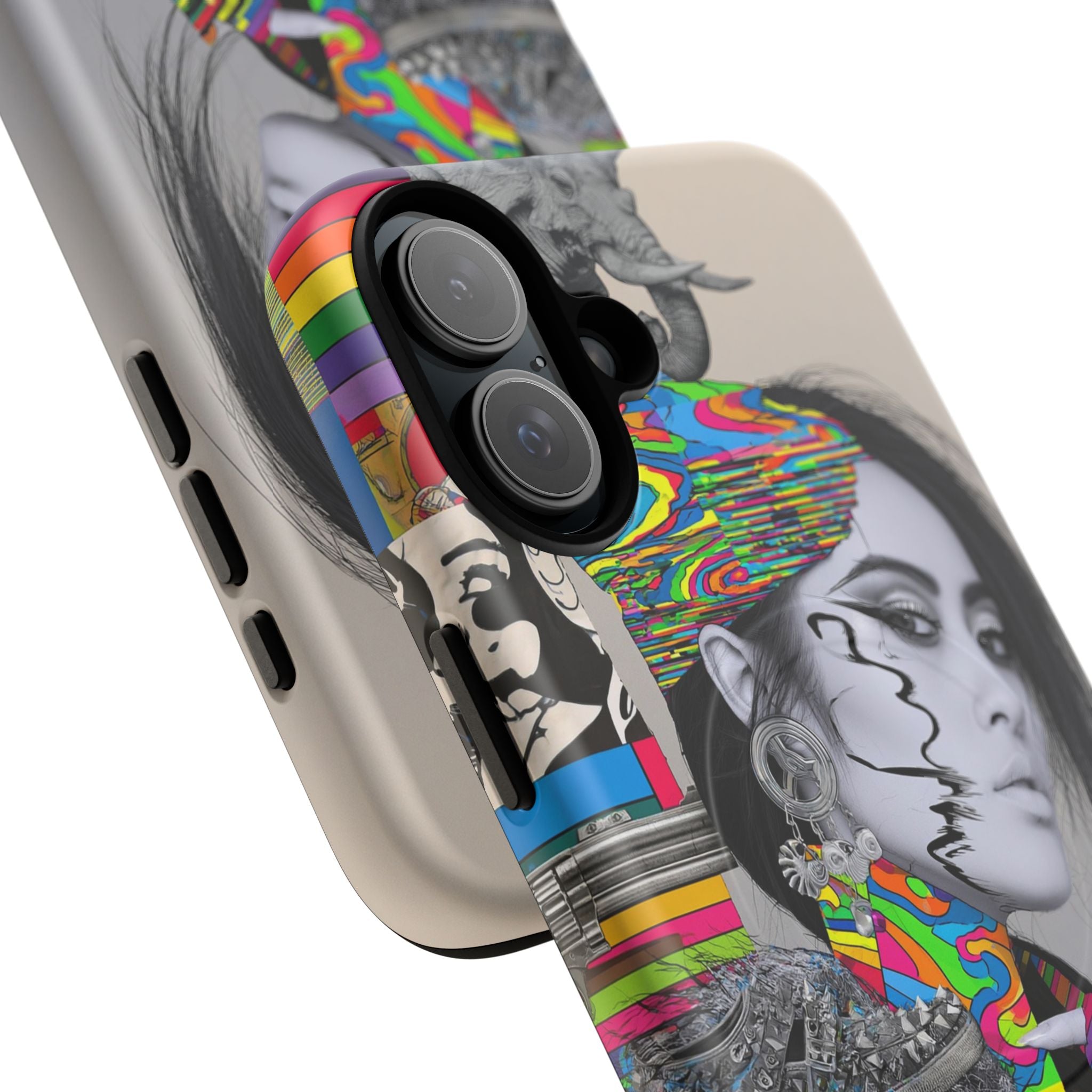 Phone Case - Colorful Glitch Portrait Tough Magnetic Case