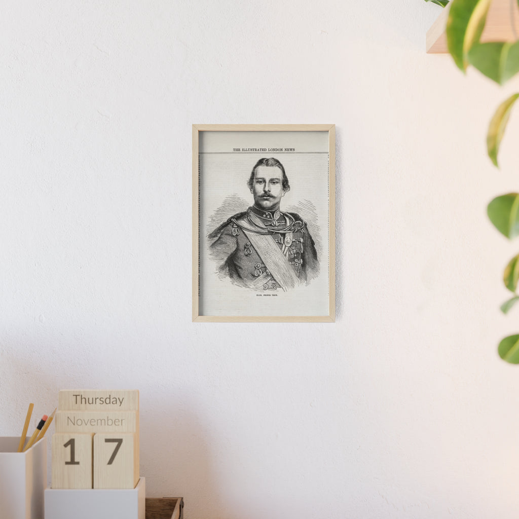 H.S.H. Prince TECK. Vintage Victorian Portrait Poster with Wooden Frame — Illustrated London News Print