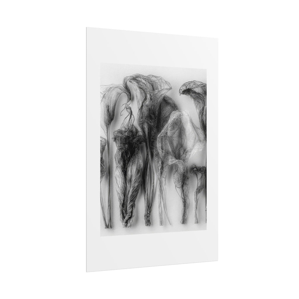 Abstract Smoke Floral Poster — Black & White Botanical Wall Art (Rolled Poster)