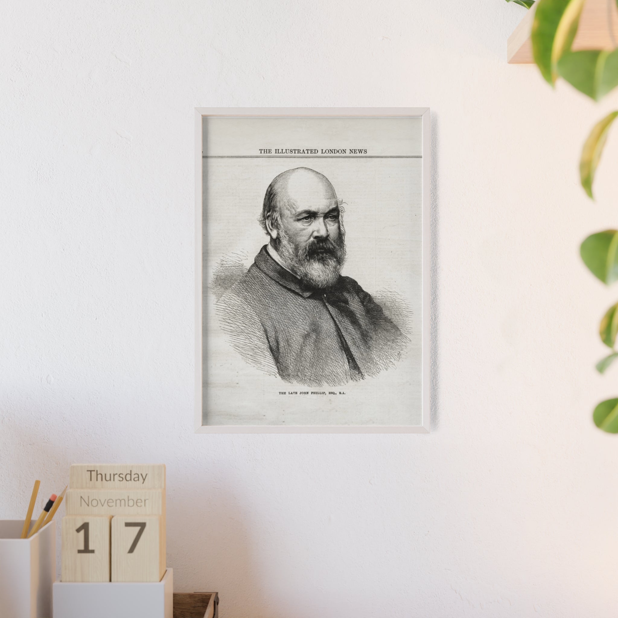 The Late John Phillip, Esq. Framed Vintage Portrait Print — Illustrated London News Gentleman Poster
