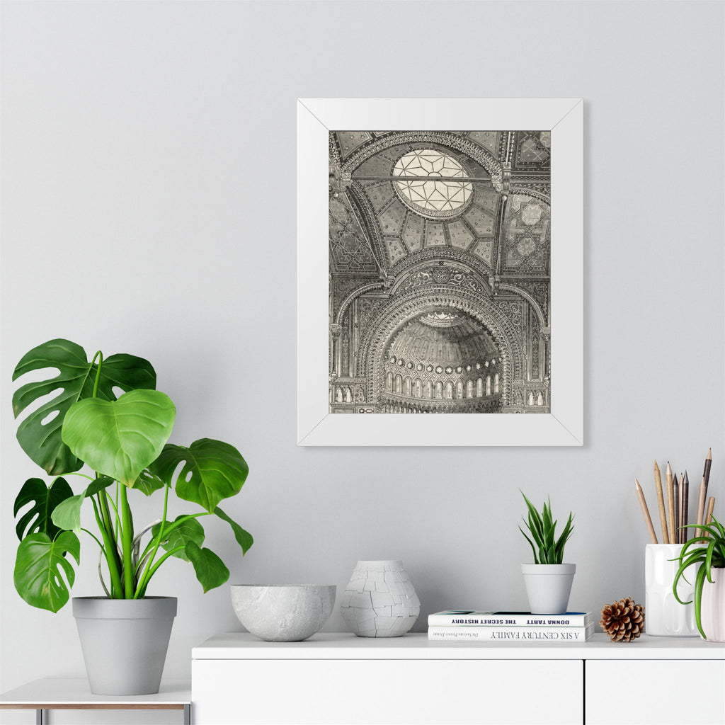 Detail of the New Jewish Synagogue, Berlin. Vintage Cathedral Ceiling Framed Poster — Architectural Interior Art Print