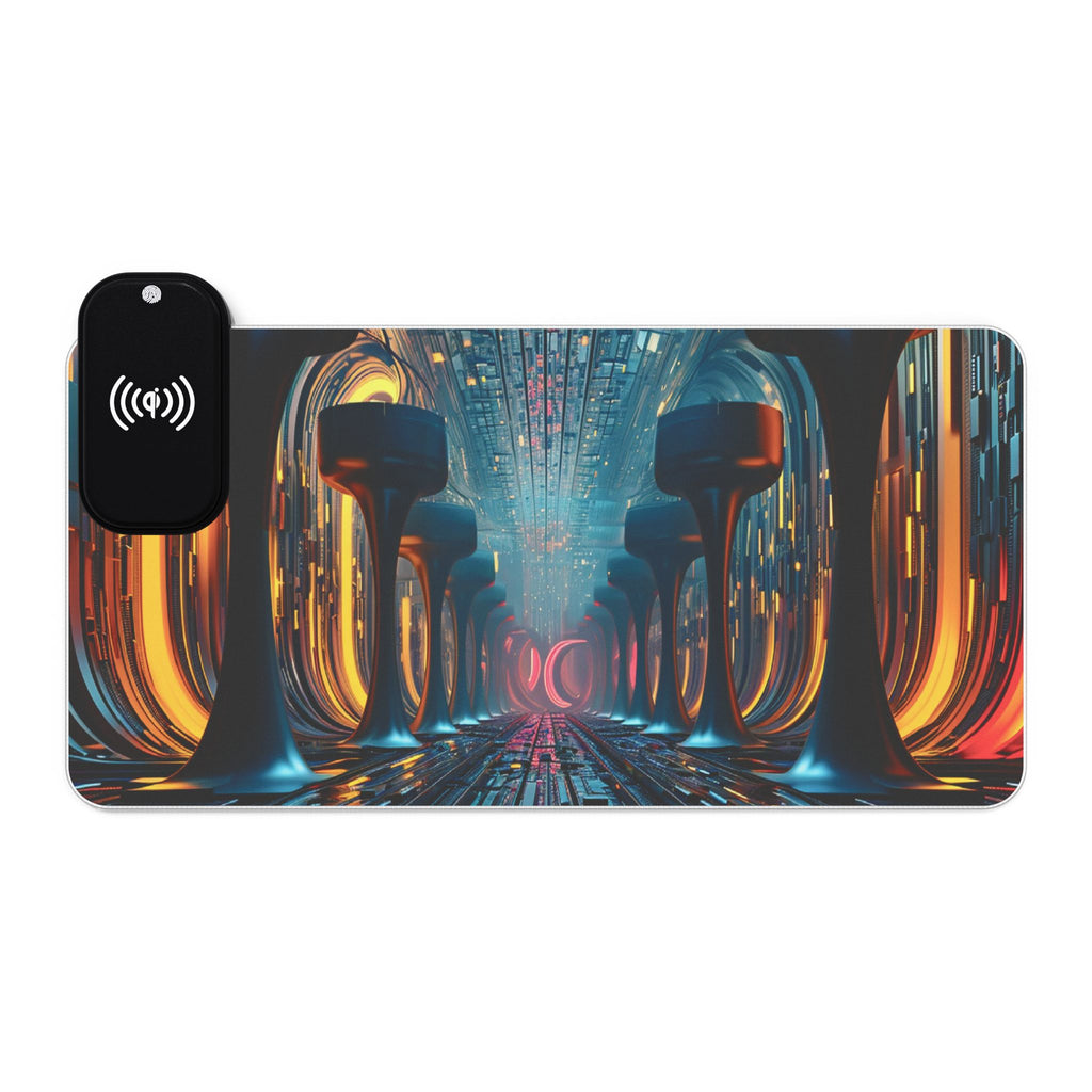 LED Wireless Charging Gaming Mouse Pad — Futuristic Neon Desk Mat