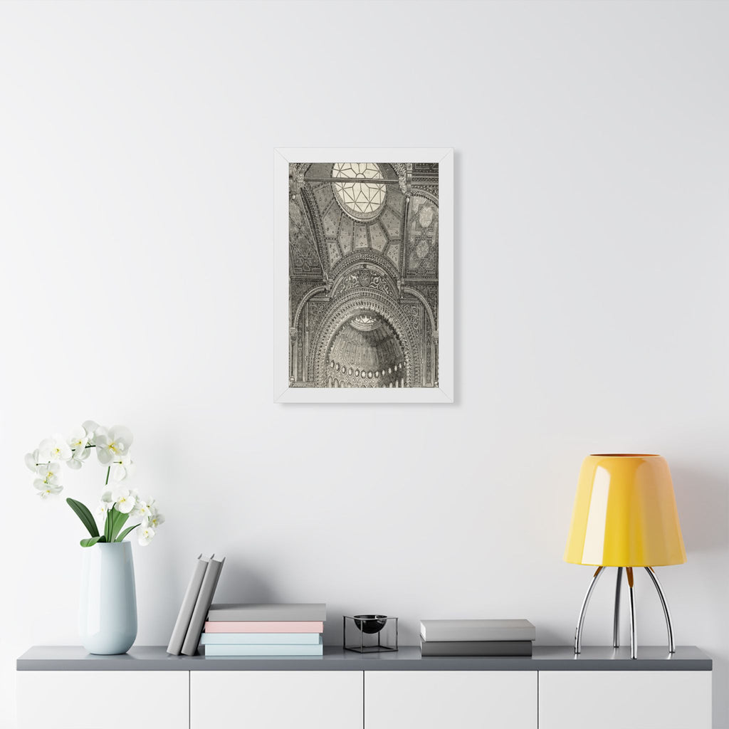 Detail of the New Jewish Synagogue, Berlin. Vintage Cathedral Ceiling Framed Poster — Architectural Interior Art Print