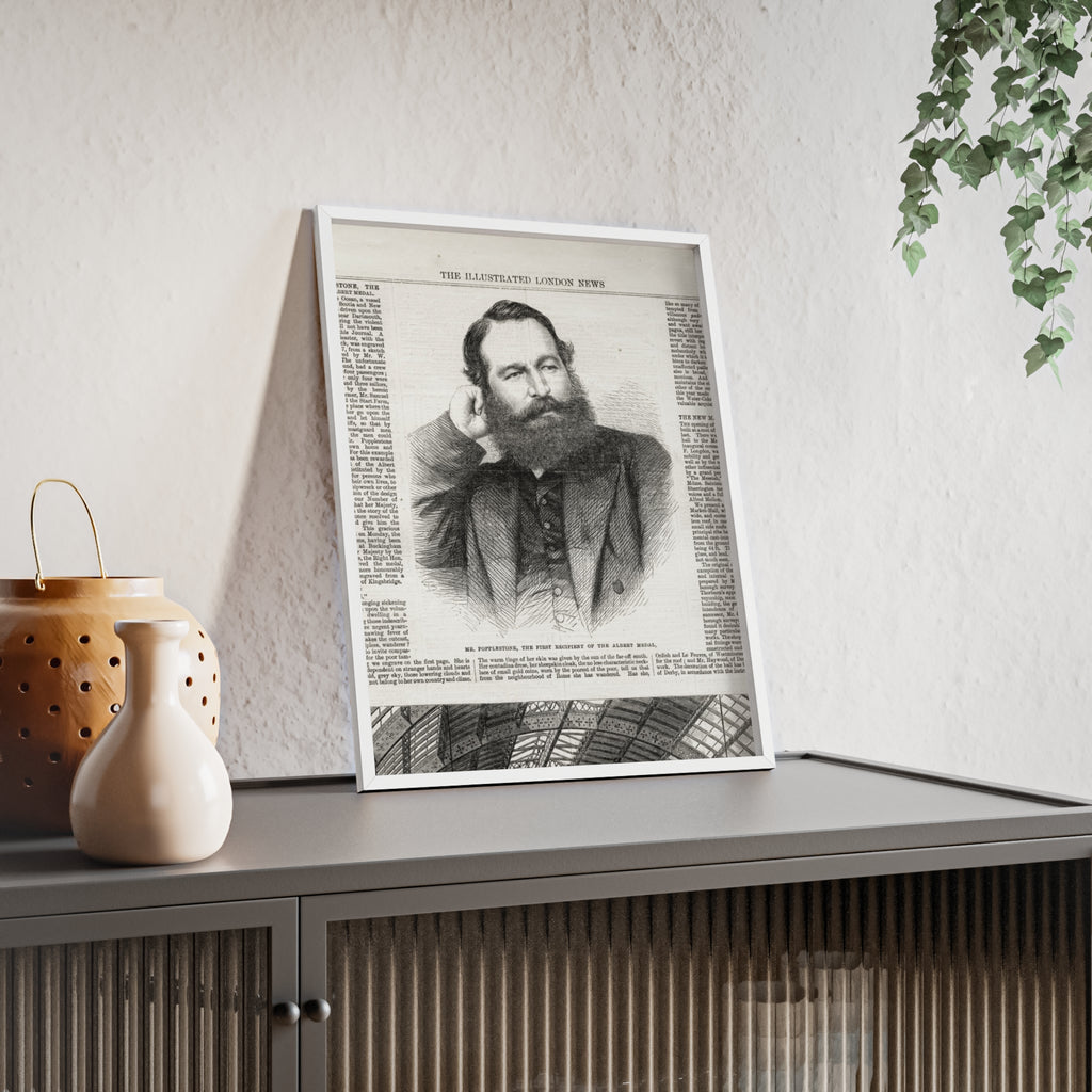 Mr. Popplestone, the first recipient of the Albert Medal. Vintage Illustrated London News Portrait Poster — Framed Wood Print