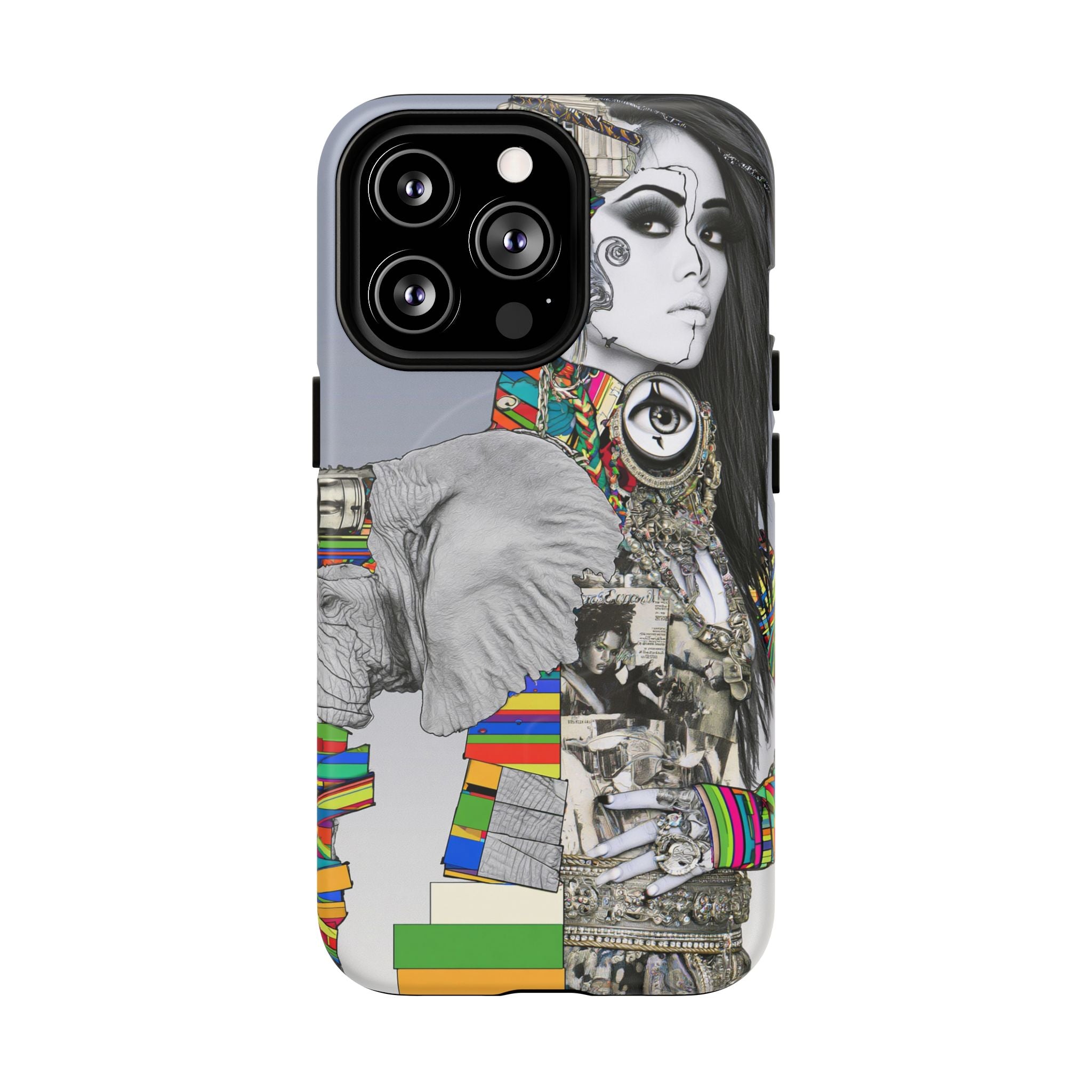 Artistic Elephant Collage Phone Case — Tough Magnetic Protective Cover